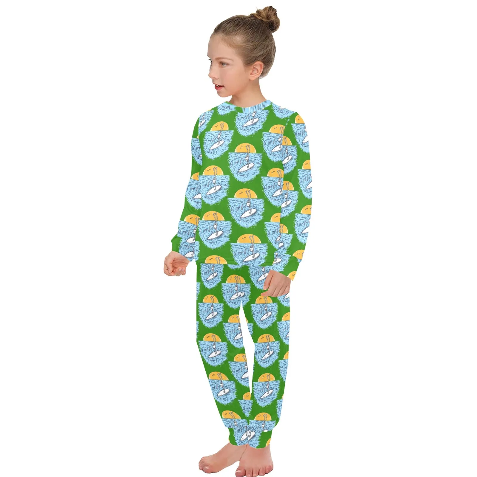 Big Girls' Crew Neck Long Pajama Set