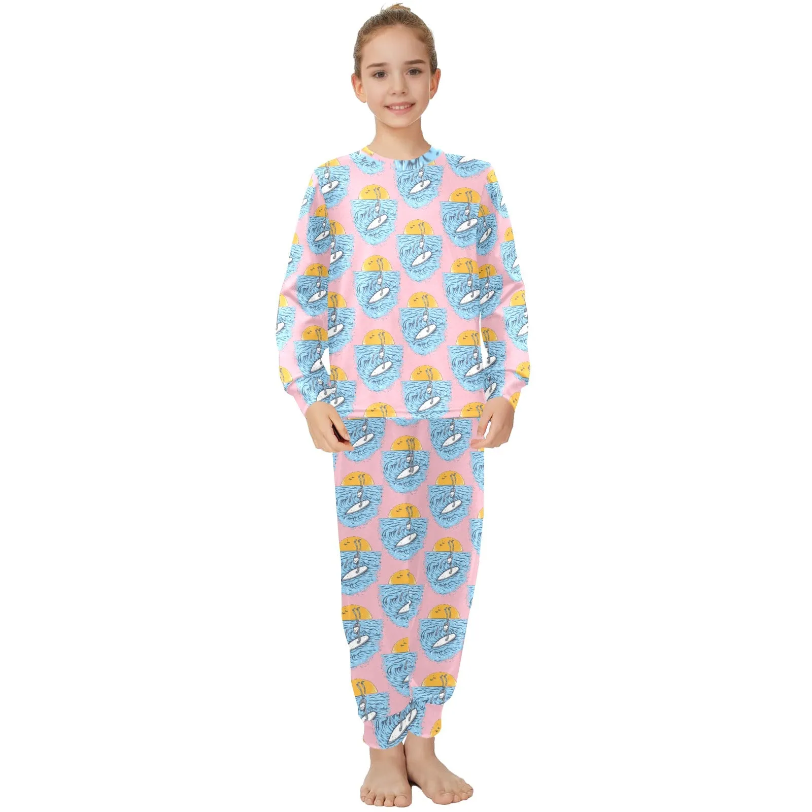 Big Girls' Crew Neck Long Pajama Set