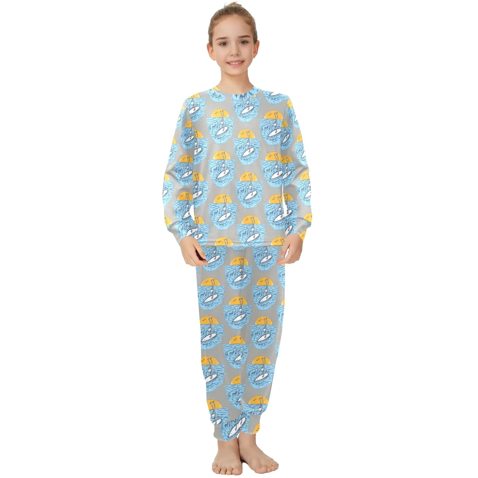 Big Girls' Crew Neck Long Pajama Set