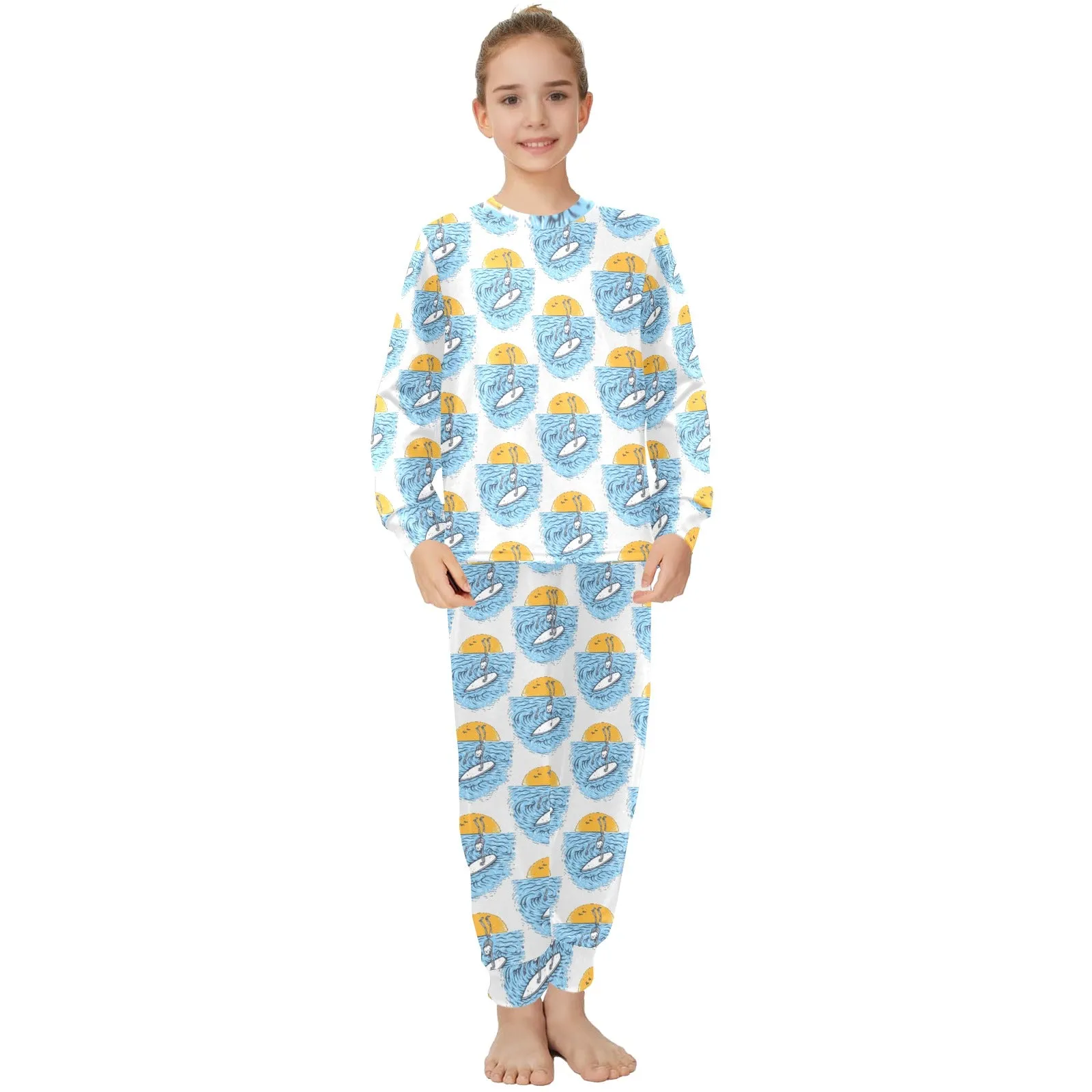 Big Girls' Crew Neck Long Pajama Set