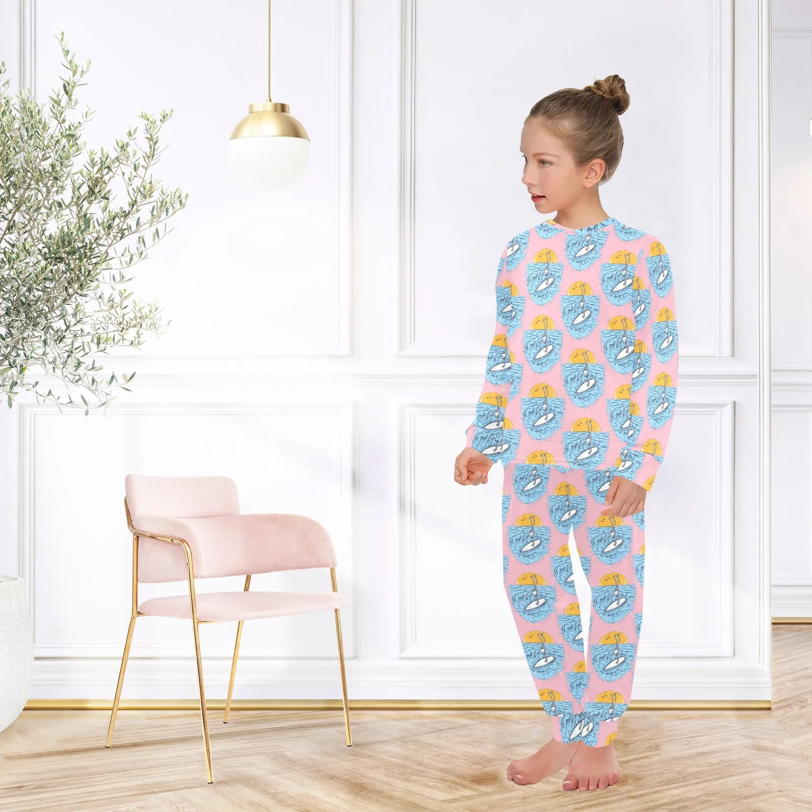 Big Girls' Crew Neck Long Pajama Set