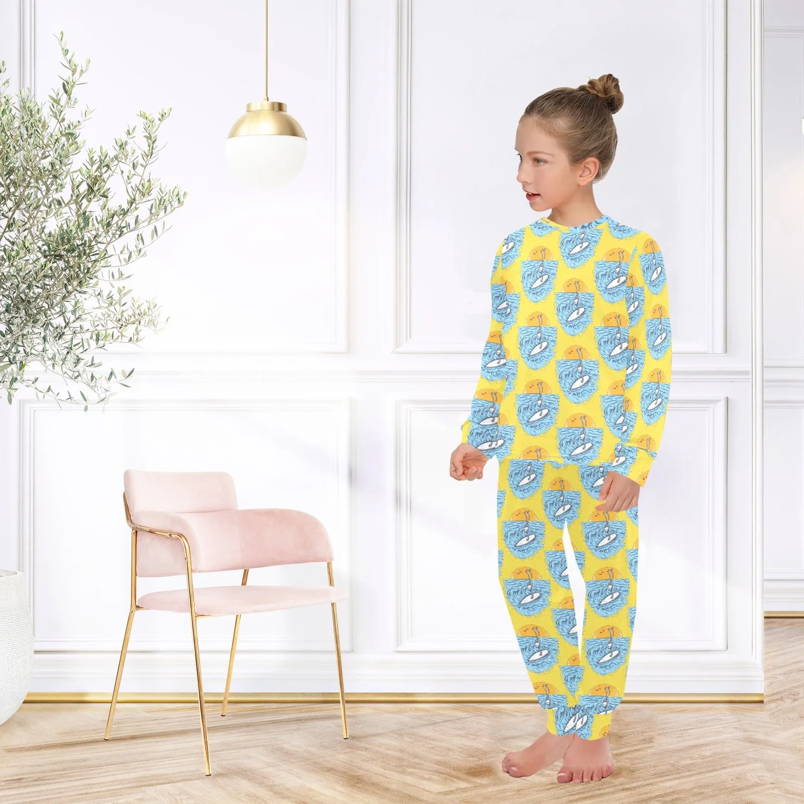 Big Girls' Crew Neck Long Pajama Set