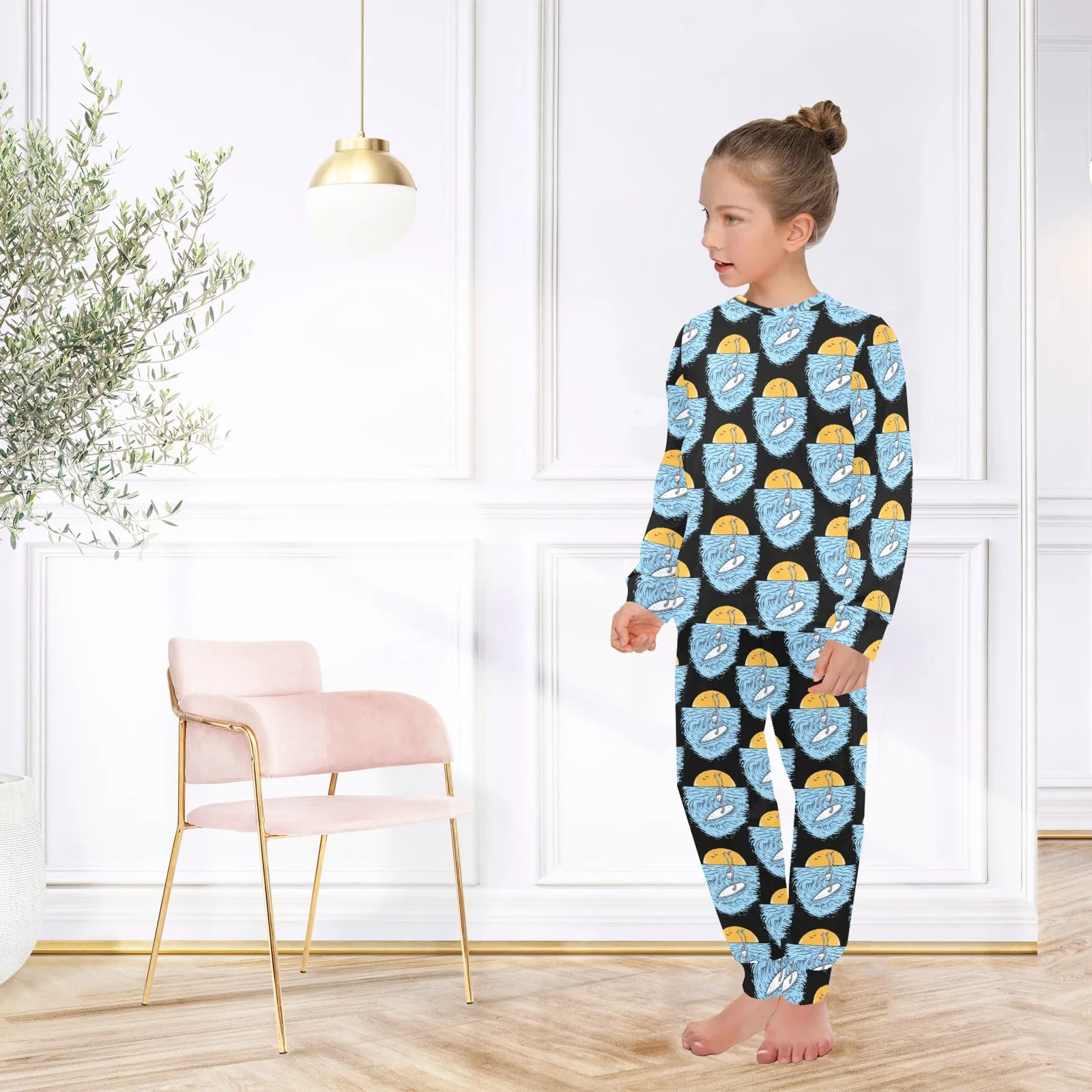 Big Girls' Crew Neck Long Pajama Set