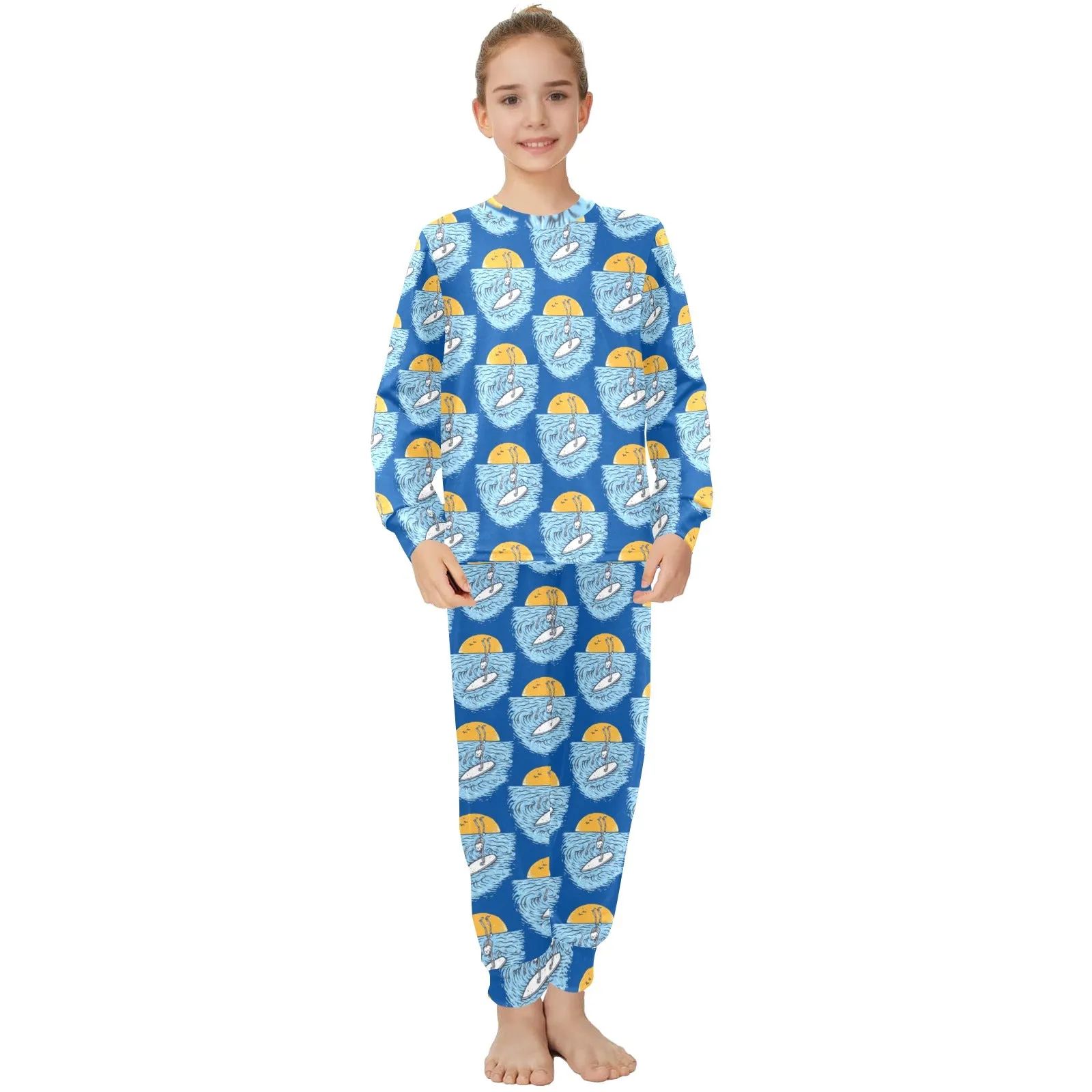 Big Girls' Crew Neck Long Pajama Set