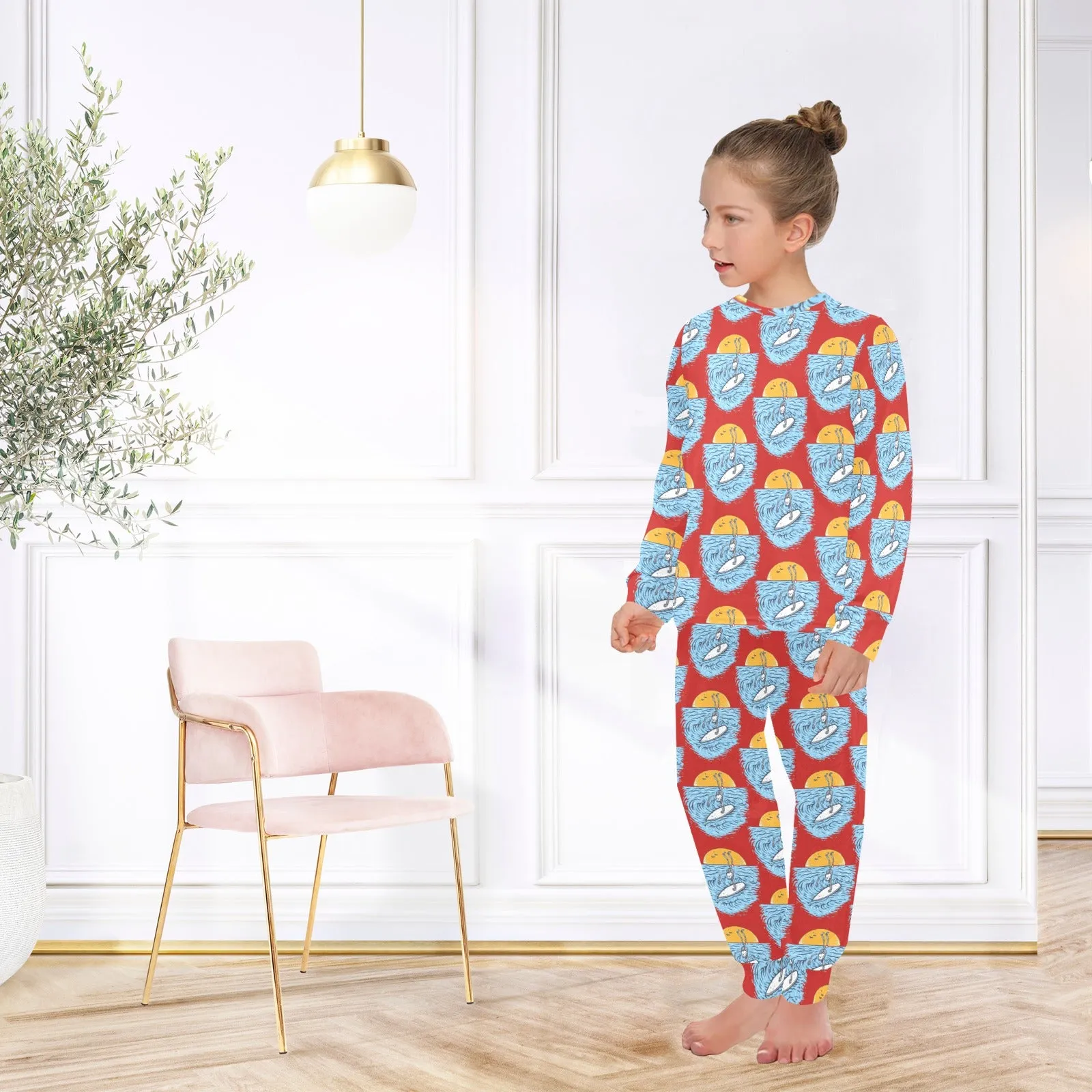 Big Girls' Crew Neck Long Pajama Set