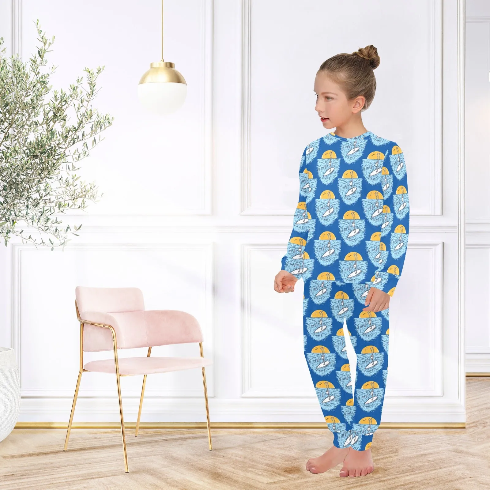 Big Girls' Crew Neck Long Pajama Set