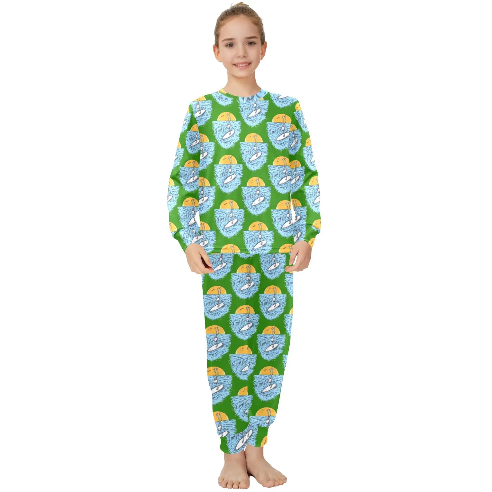 Big Girls' Crew Neck Long Pajama Set