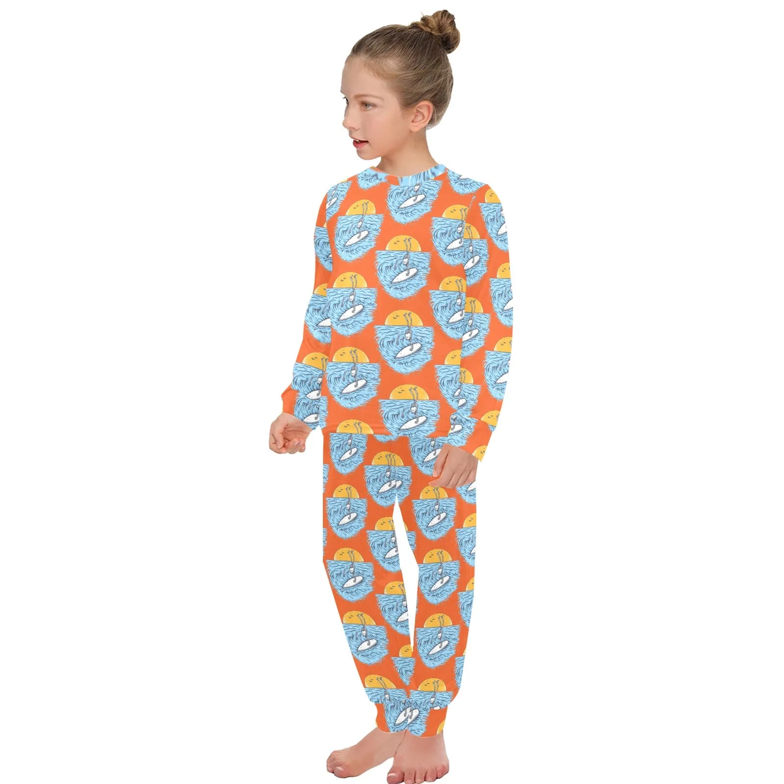 Big Girls' Crew Neck Long Pajama Set