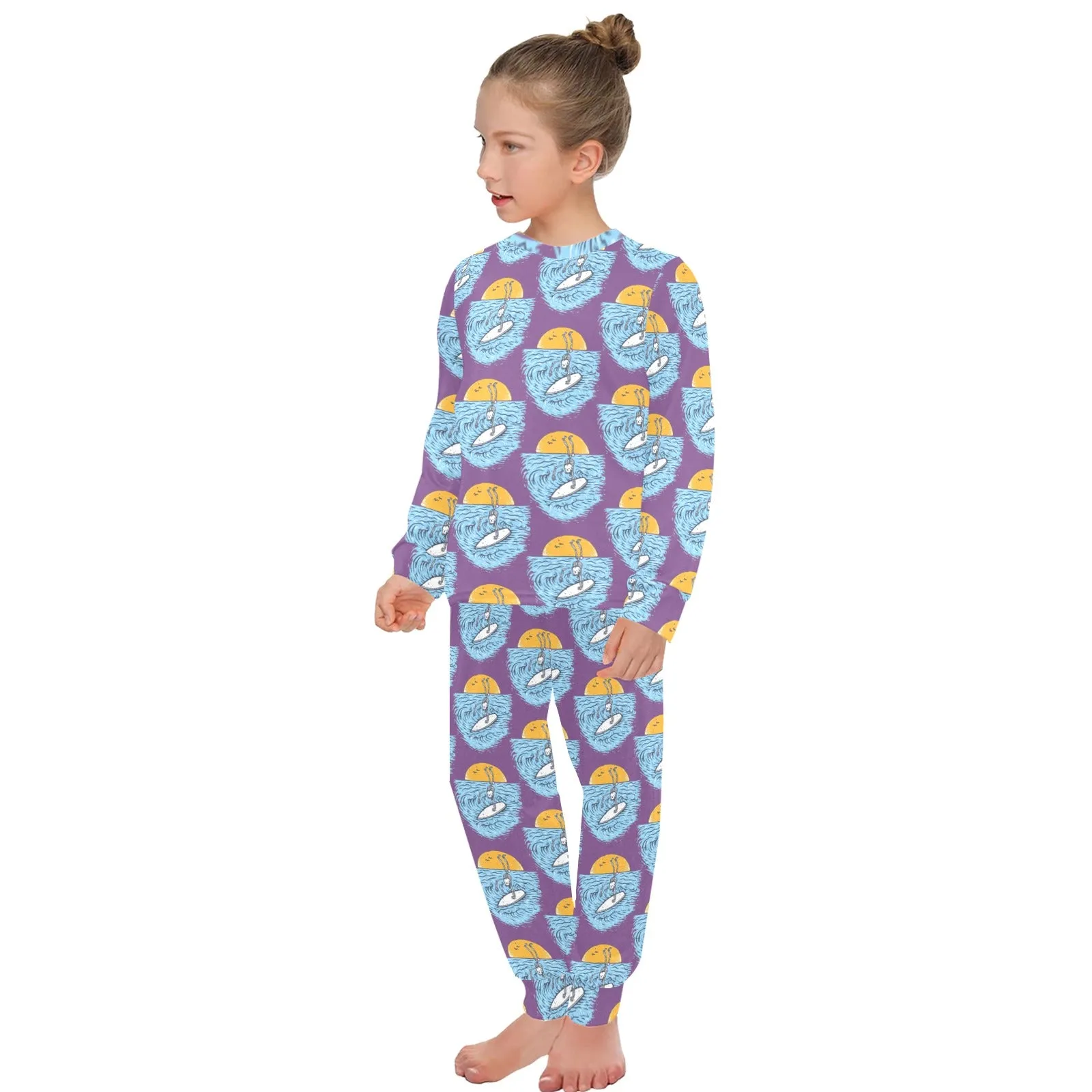 Big Girls' Crew Neck Long Pajama Set