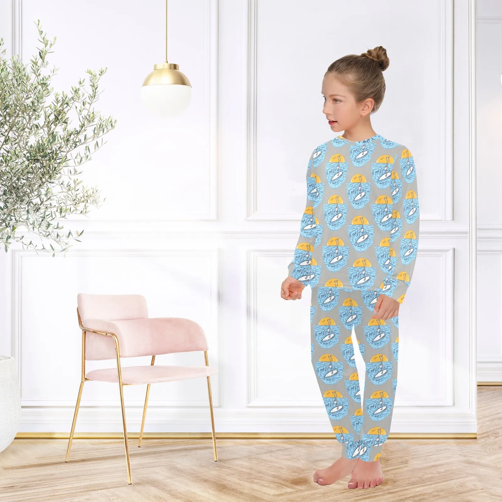 Big Girls' Crew Neck Long Pajama Set