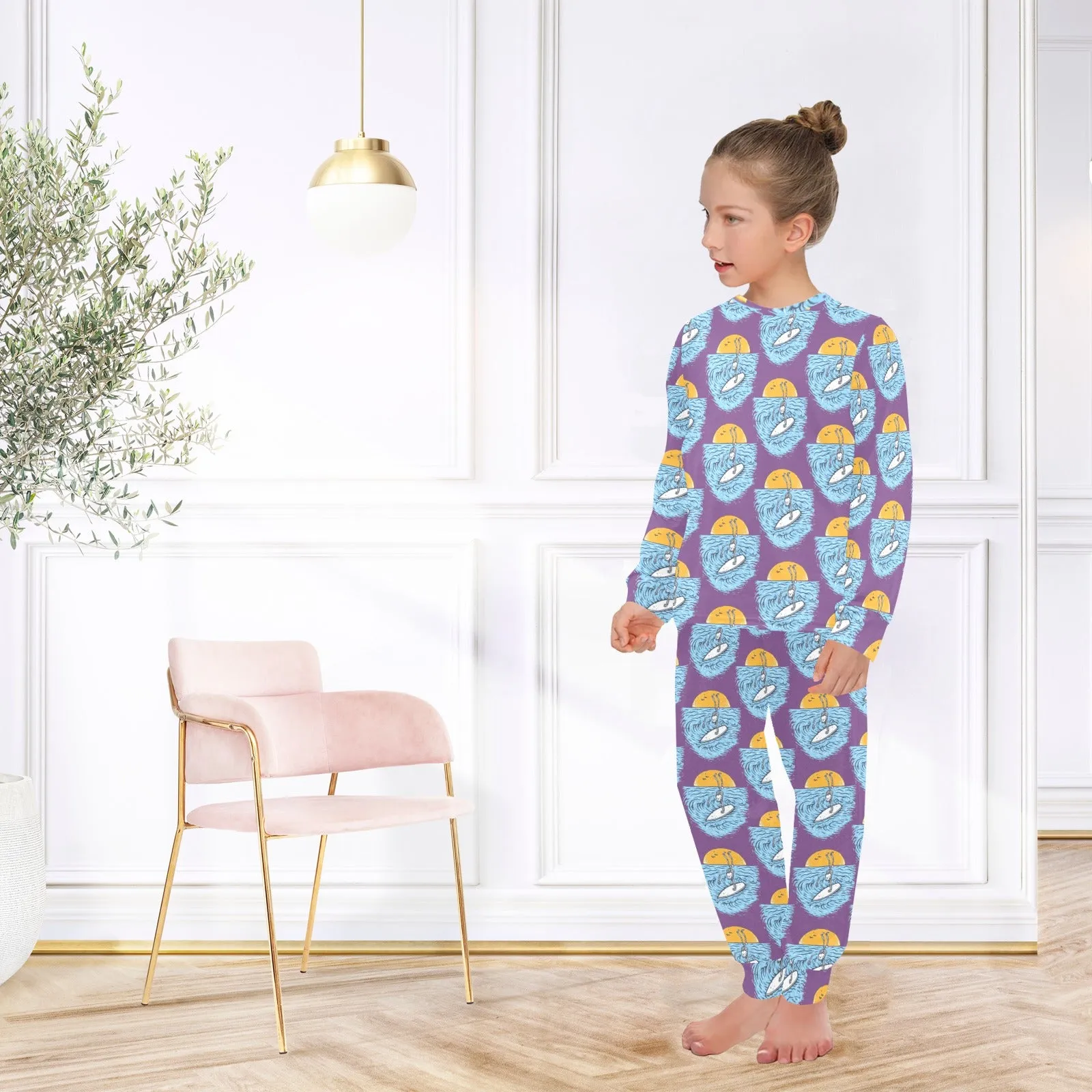 Big Girls' Crew Neck Long Pajama Set