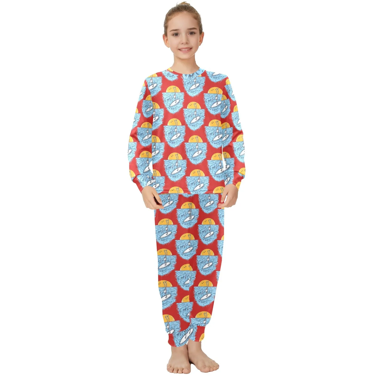 Big Girls' Crew Neck Long Pajama Set