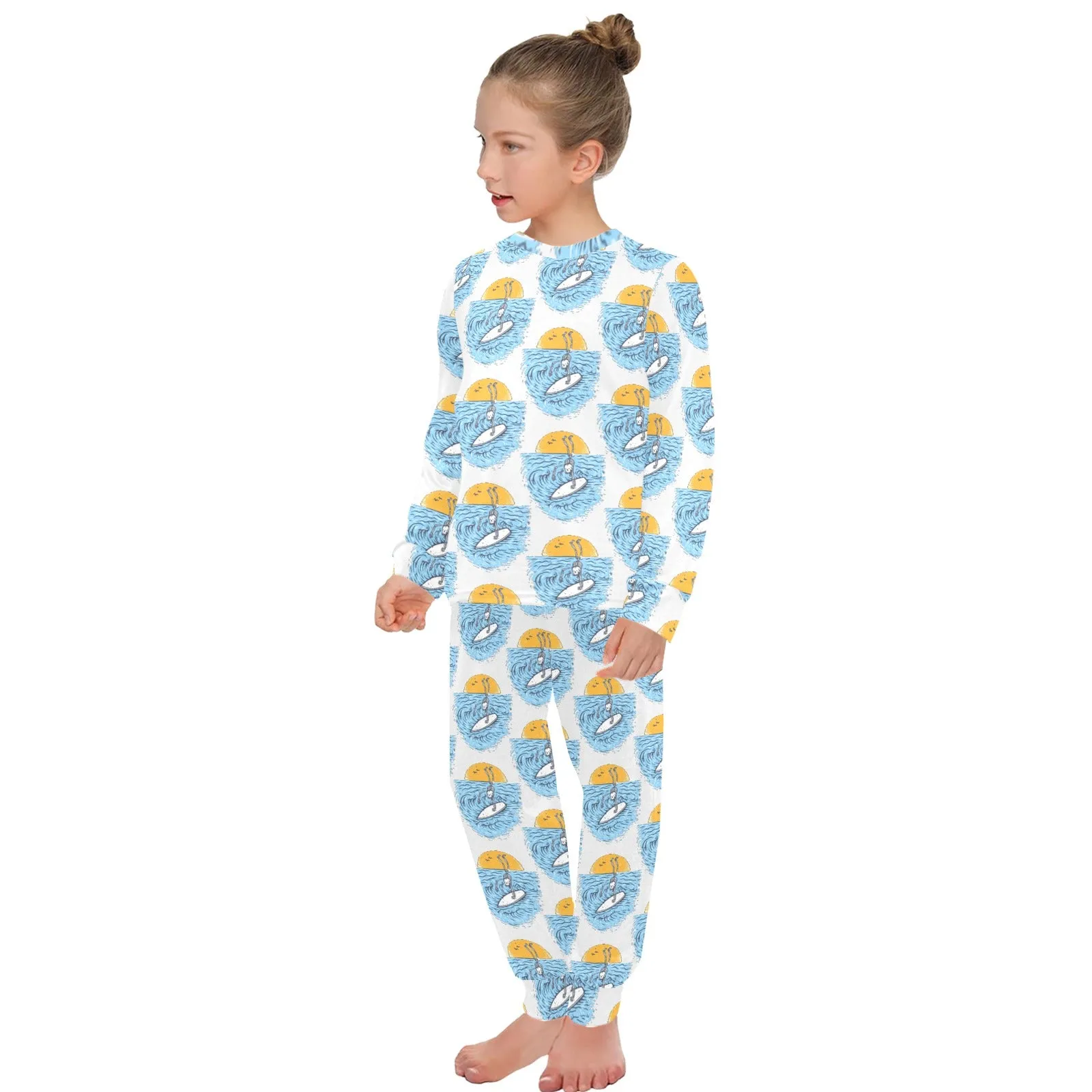 Big Girls' Crew Neck Long Pajama Set