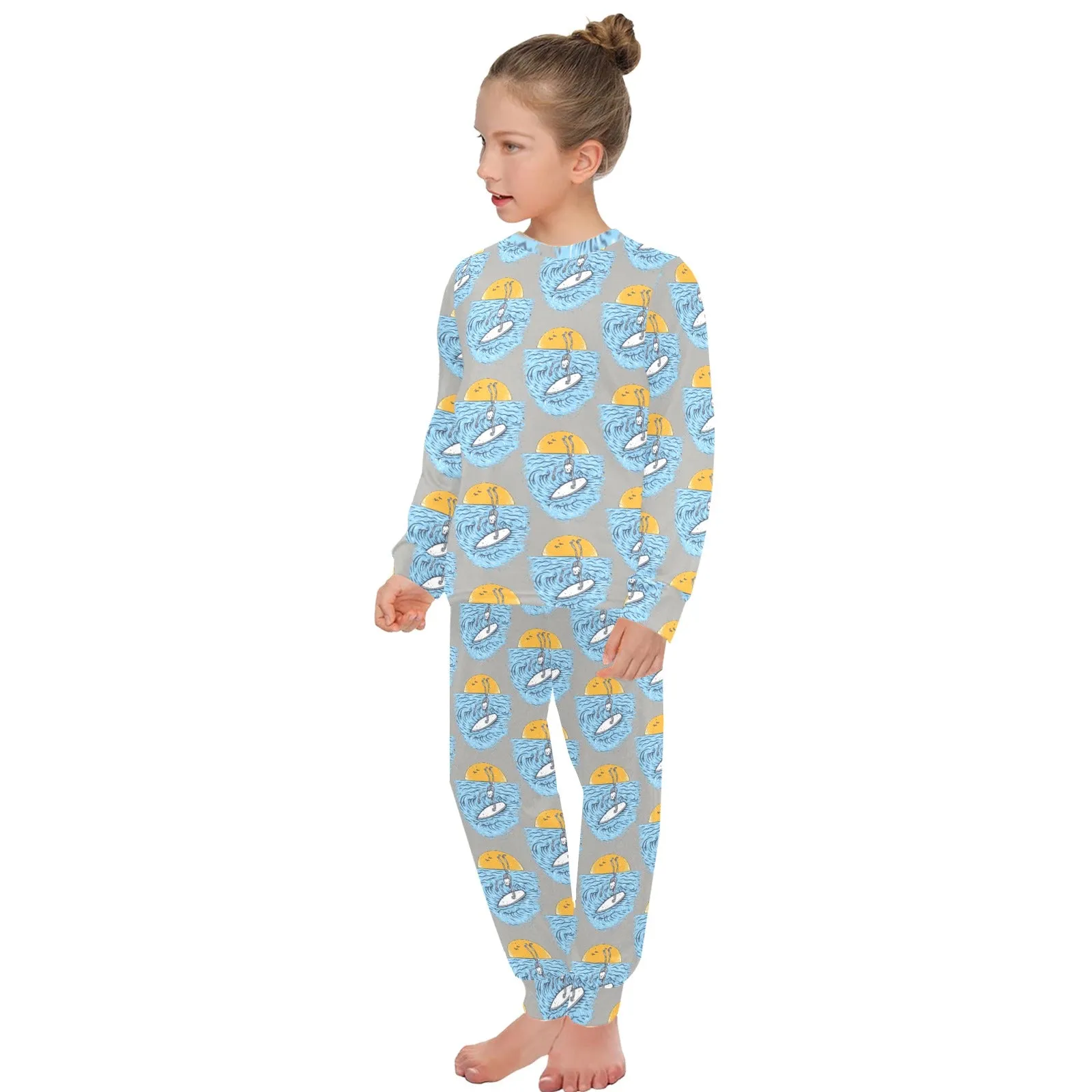 Big Girls' Crew Neck Long Pajama Set