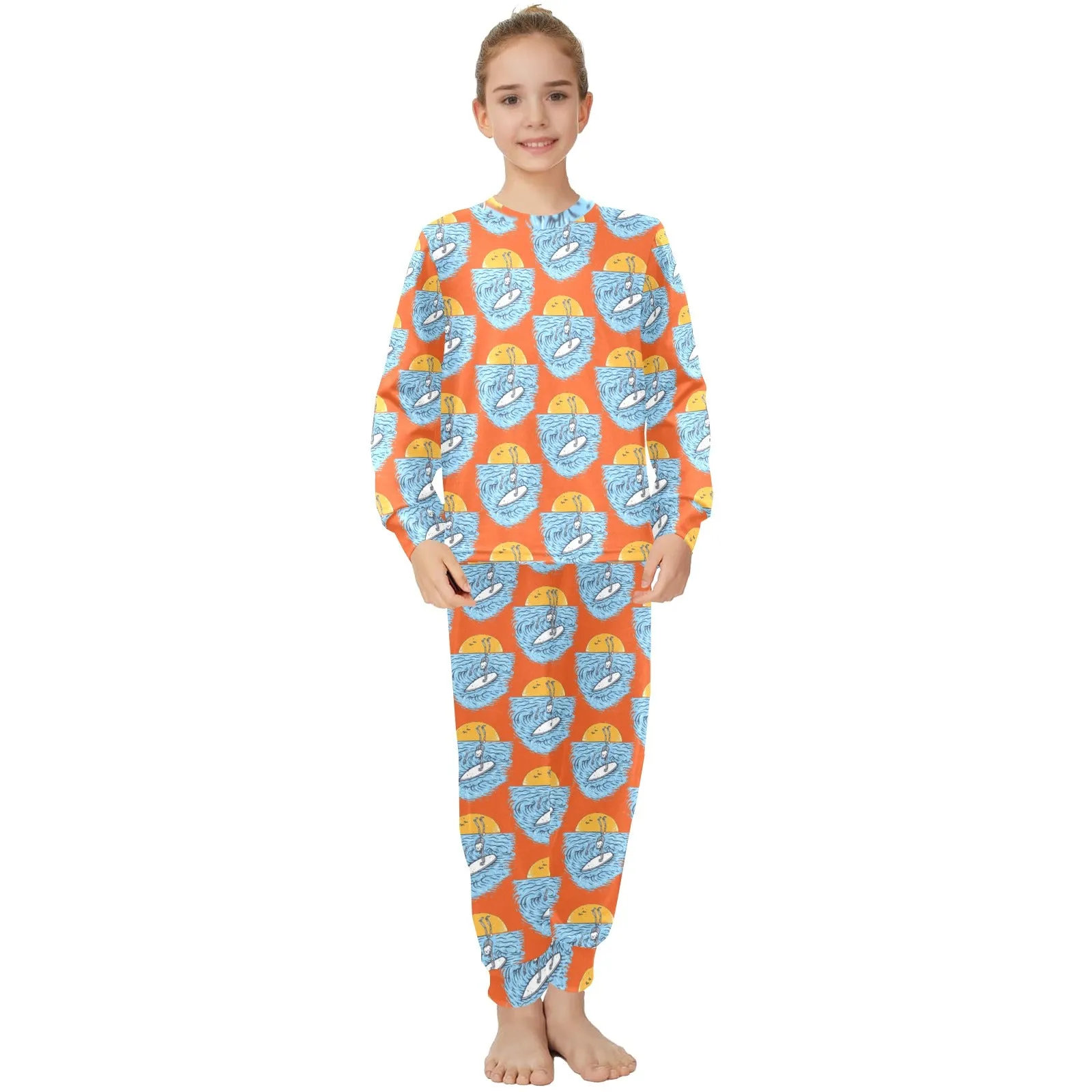 Big Girls' Crew Neck Long Pajama Set