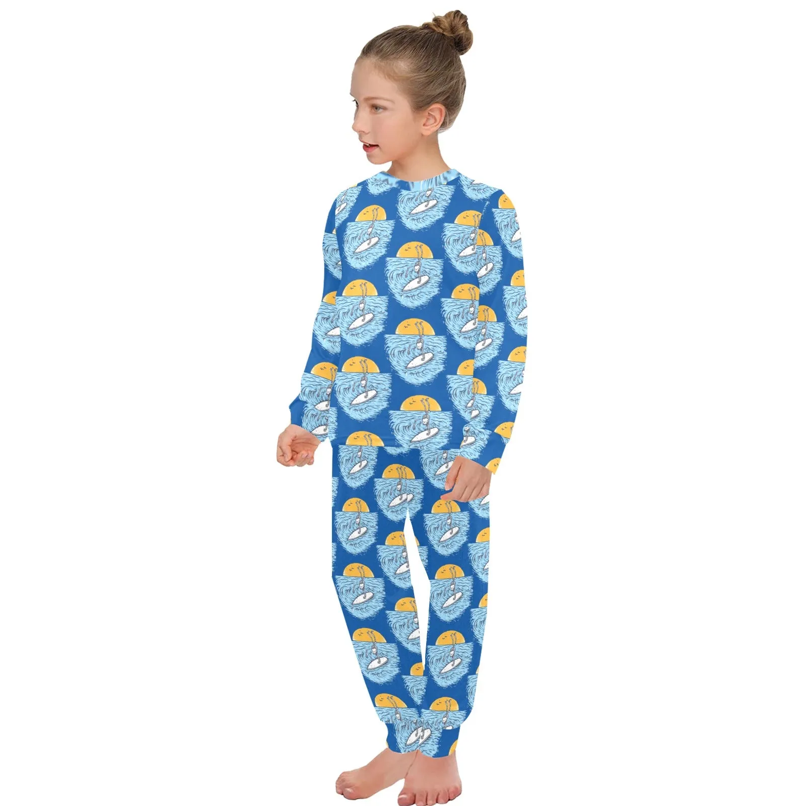 Big Girls' Crew Neck Long Pajama Set
