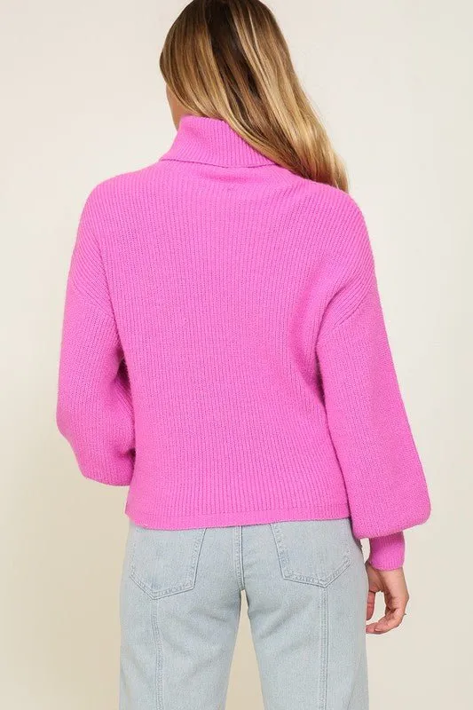 Bishop Sleeve Turtleneck Sweater