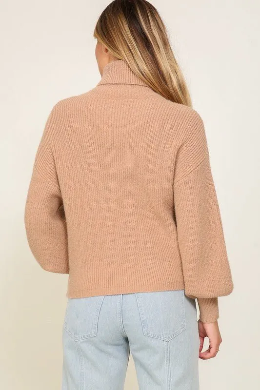 Bishop Sleeve Turtleneck Sweater
