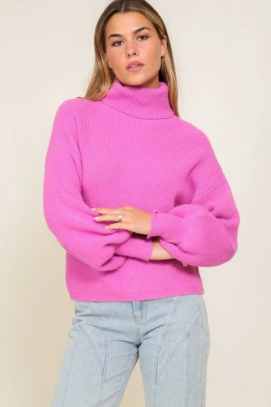Bishop Sleeve Turtleneck Sweater