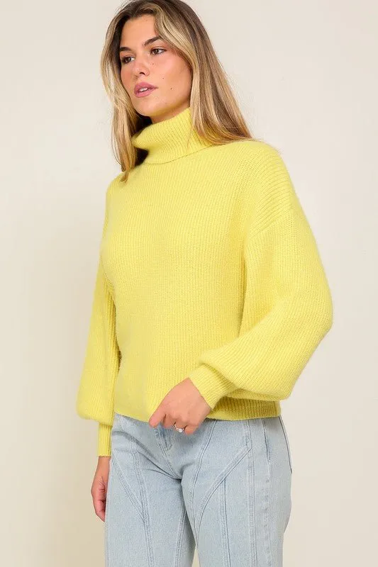 Bishop Sleeve Turtleneck Sweater
