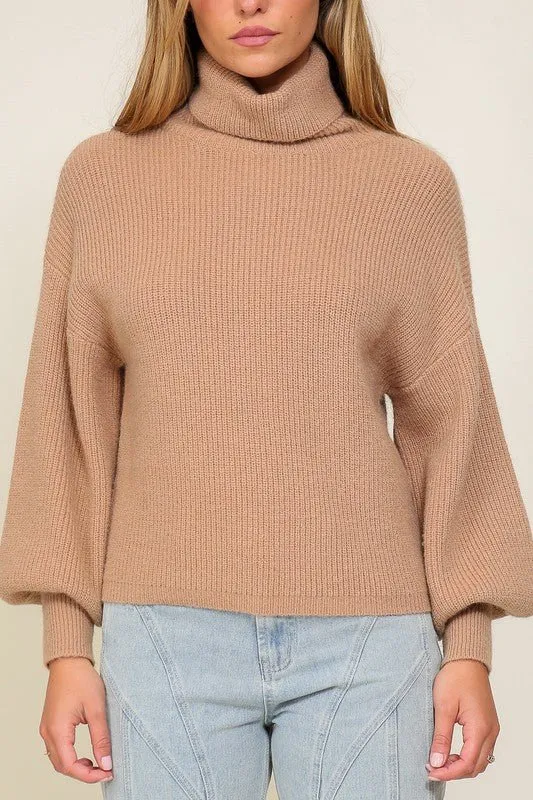 Bishop Sleeve Turtleneck Sweater