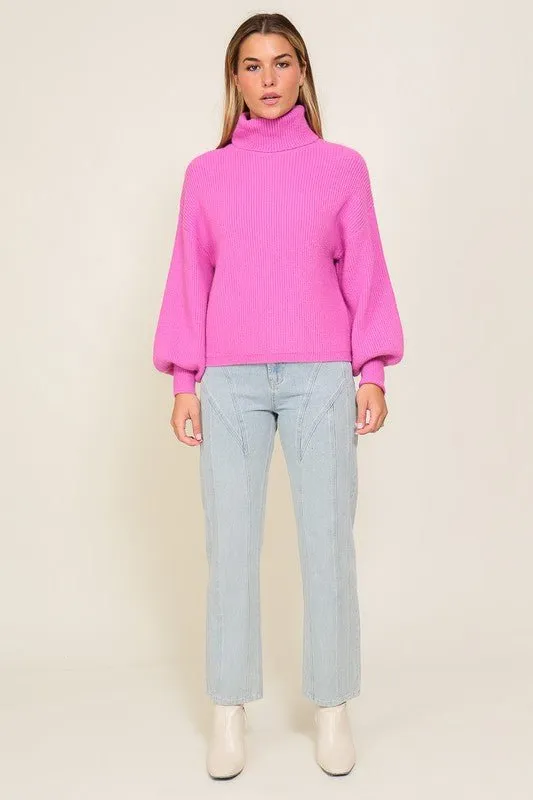Bishop Sleeve Turtleneck Sweater