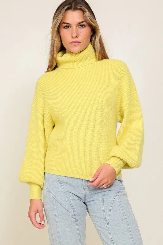 Bishop Sleeve Turtleneck Sweater