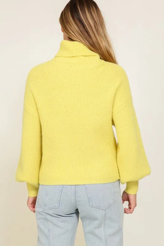 Bishop Sleeve Turtleneck Sweater