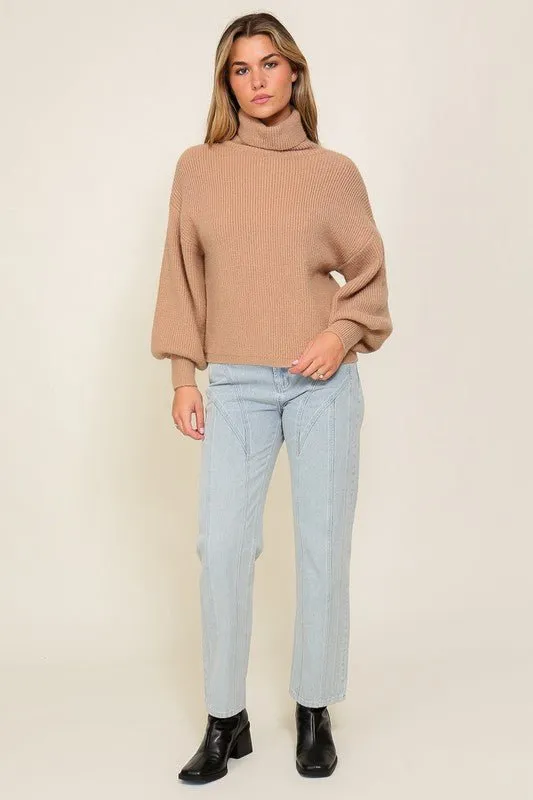 Bishop Sleeve Turtleneck Sweater
