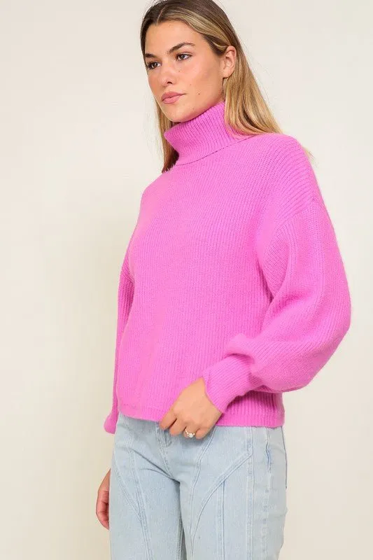 Bishop Sleeve Turtleneck Sweater