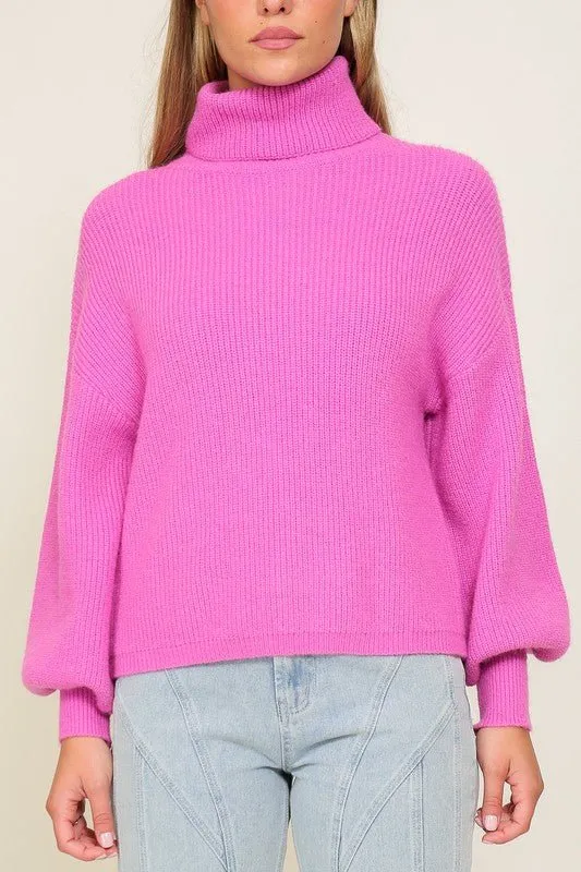Bishop Sleeve Turtleneck Sweater