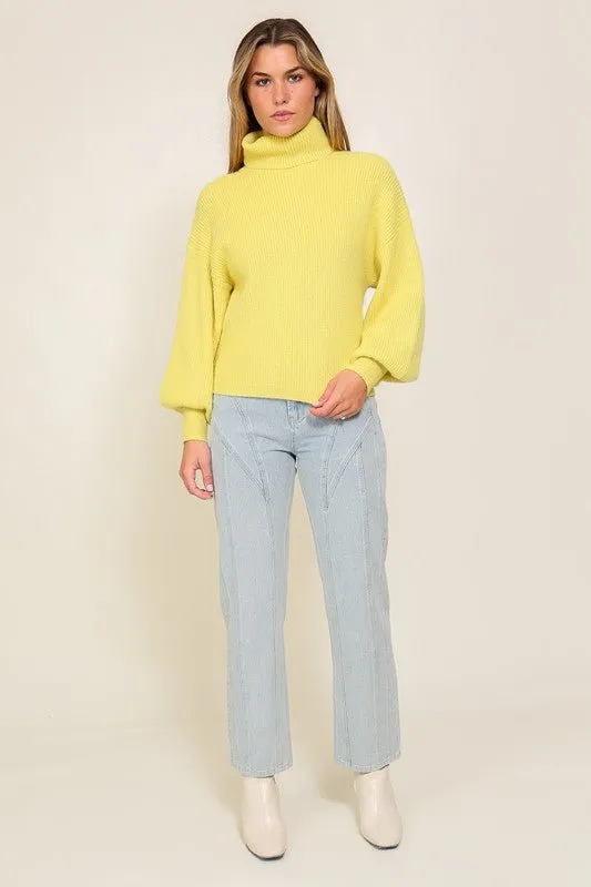 Bishop Sleeve Turtleneck Sweater