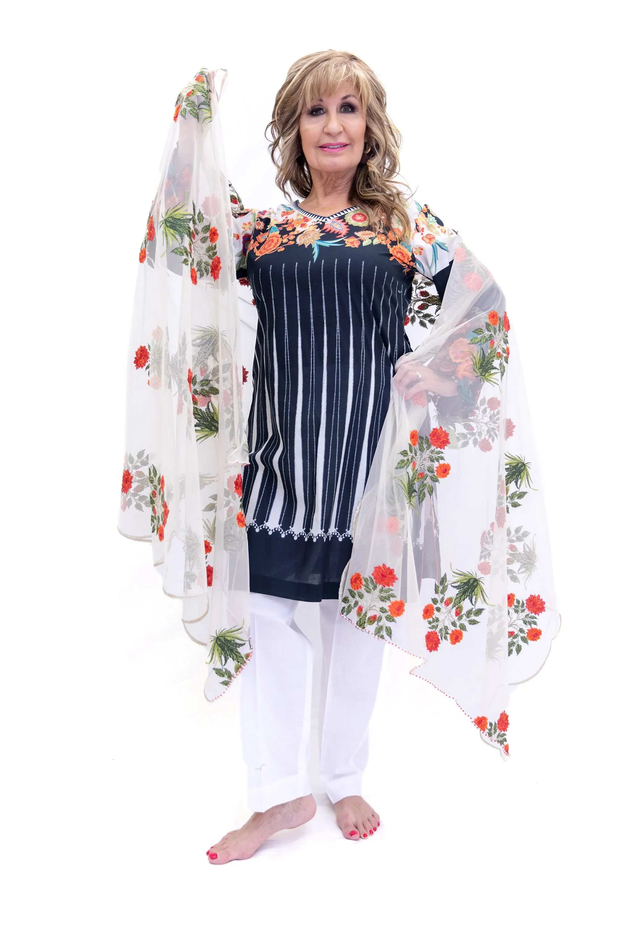 Black & White Cotton Salwar Kameez - Sana Safinaz Suit