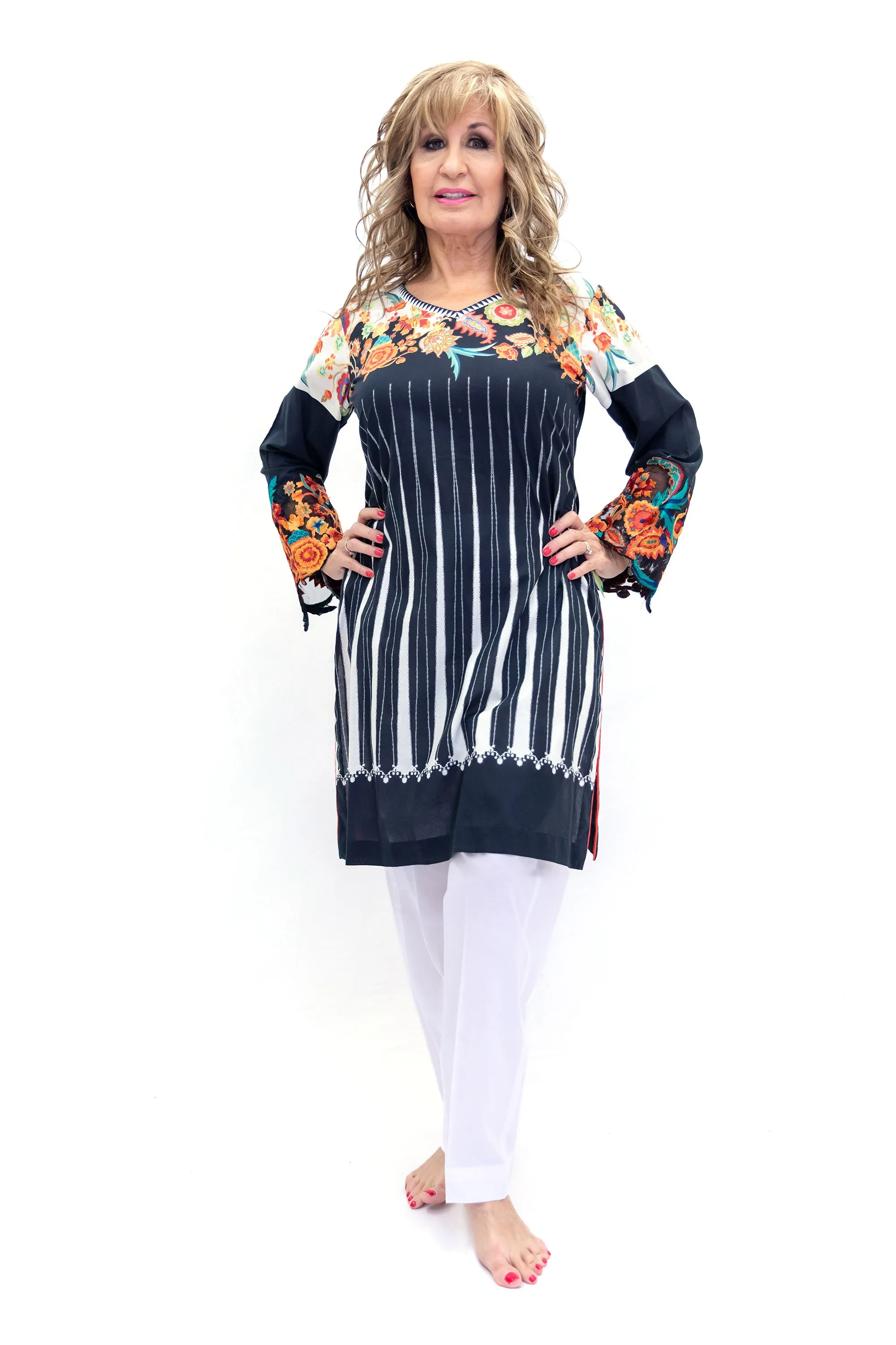 Black & White Cotton Salwar Kameez - Sana Safinaz Suit