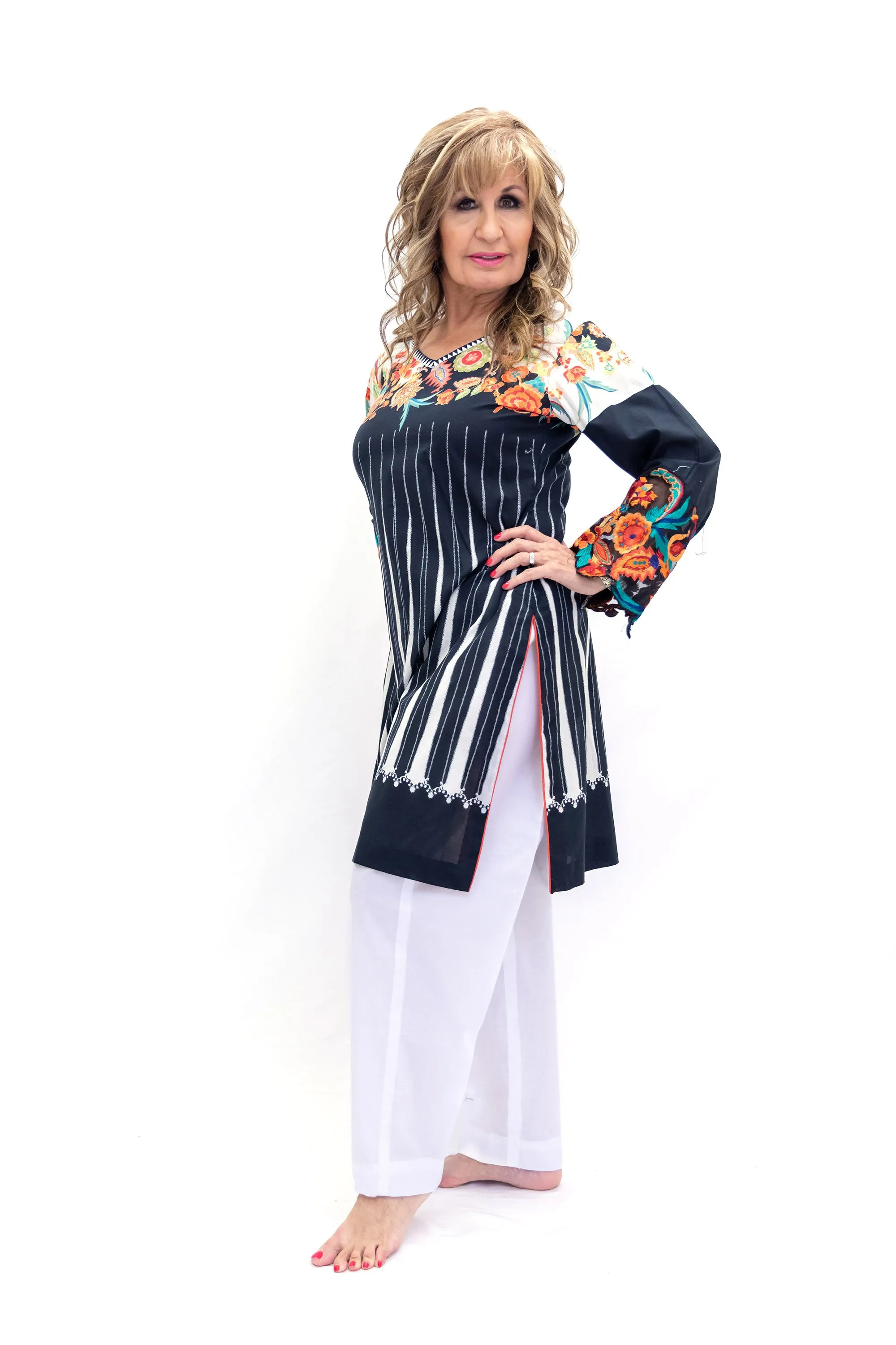 Black & White Cotton Salwar Kameez - Sana Safinaz Suit