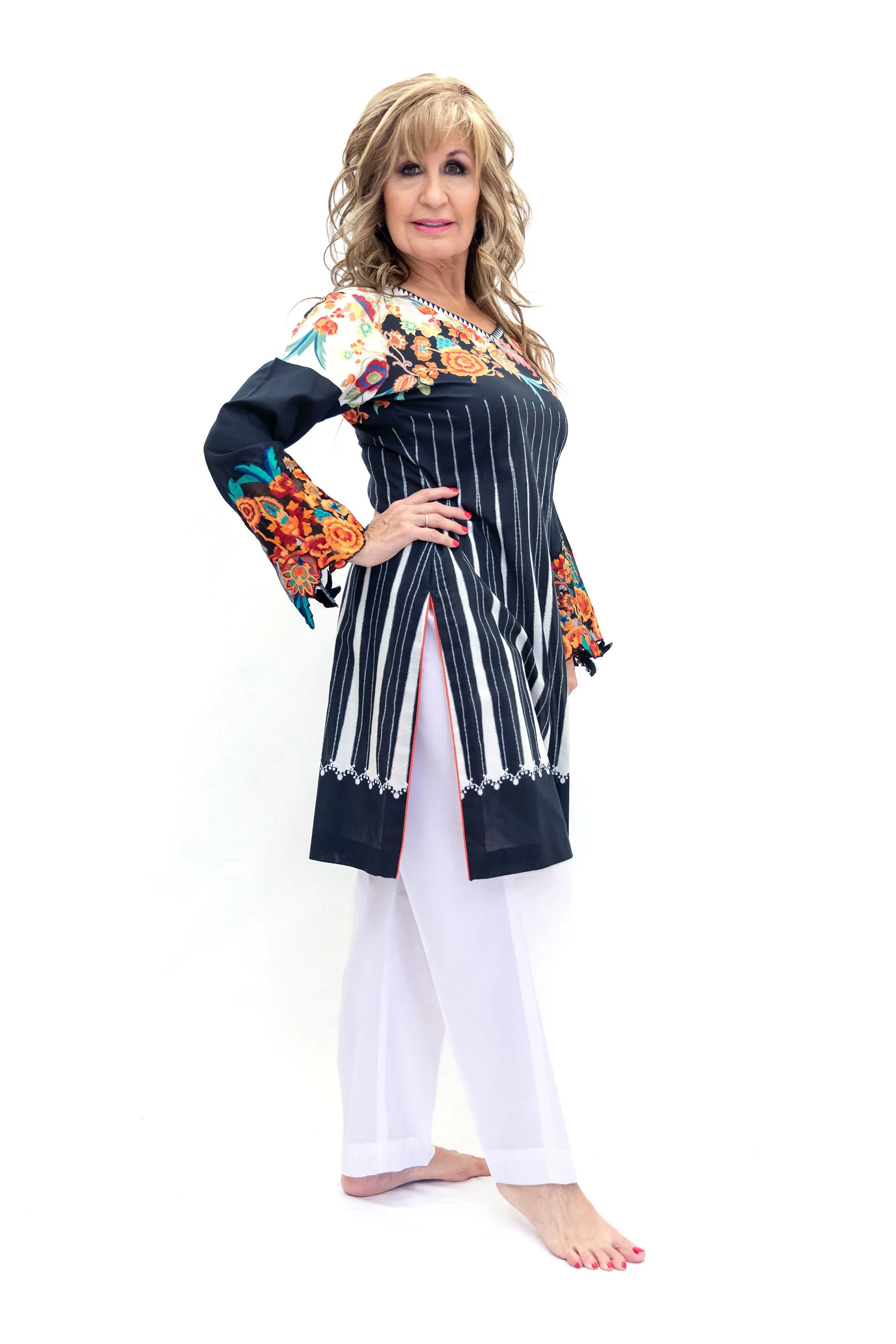 Black & White Cotton Salwar Kameez - Sana Safinaz Suit