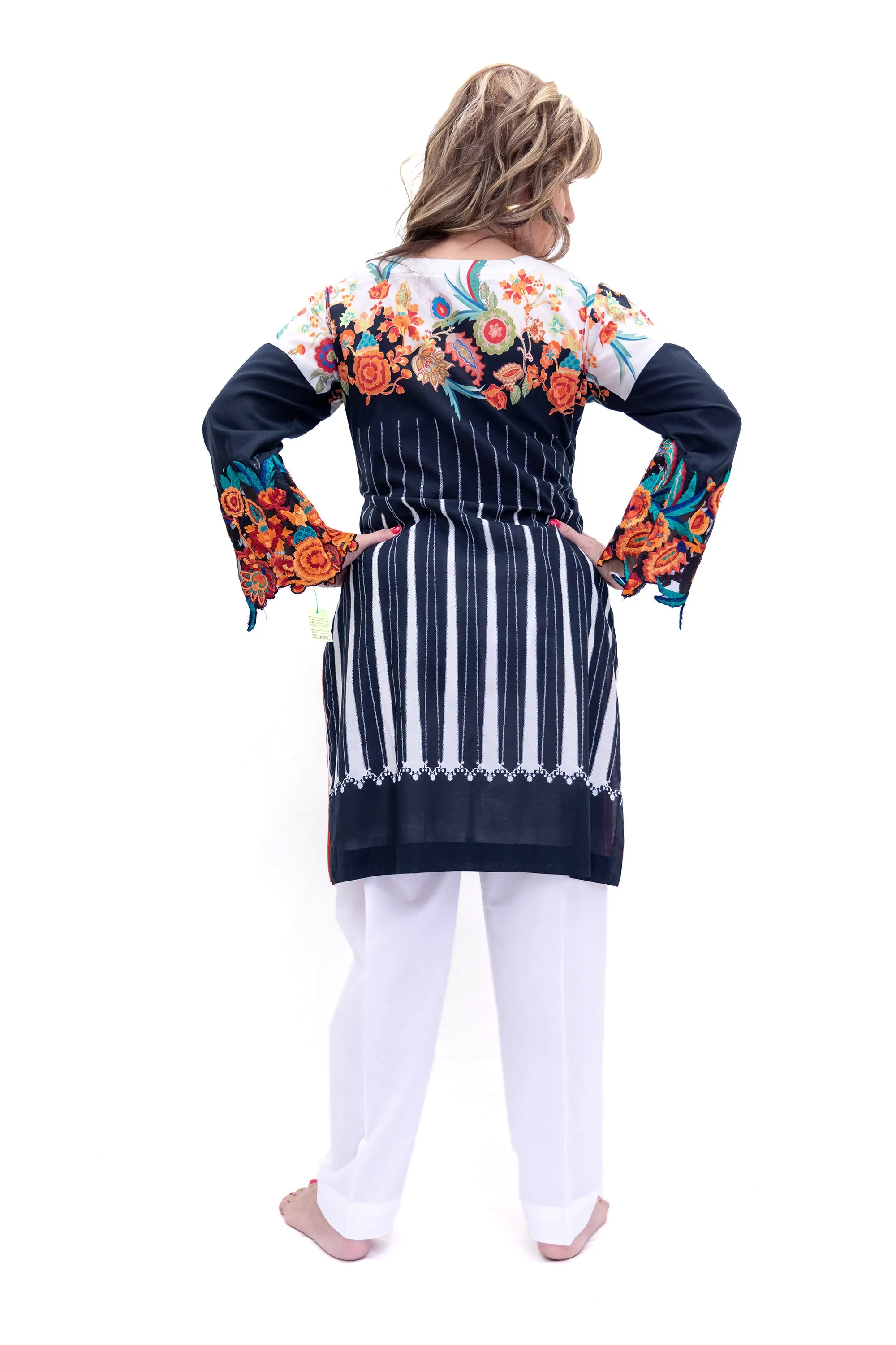 Black & White Cotton Salwar Kameez - Sana Safinaz Suit