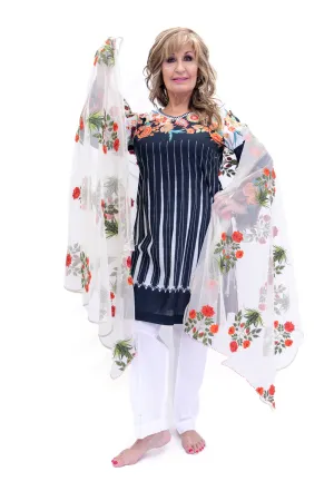 Black & White Cotton Salwar Kameez - Sana Safinaz Suit