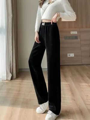 Black Corduroy Wide Leg Pants