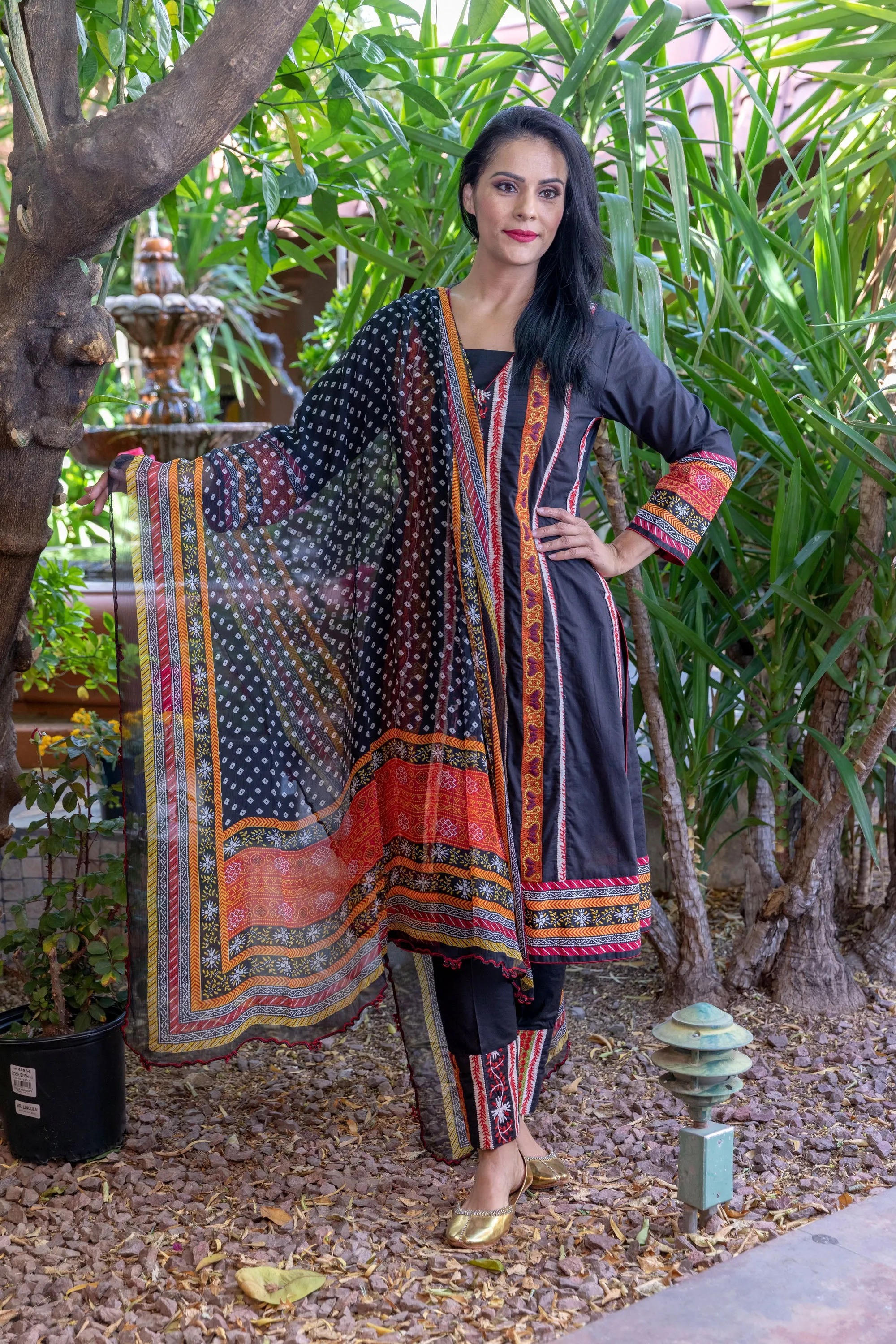 Black Cotton Embroidery Suit Salwar Kameez