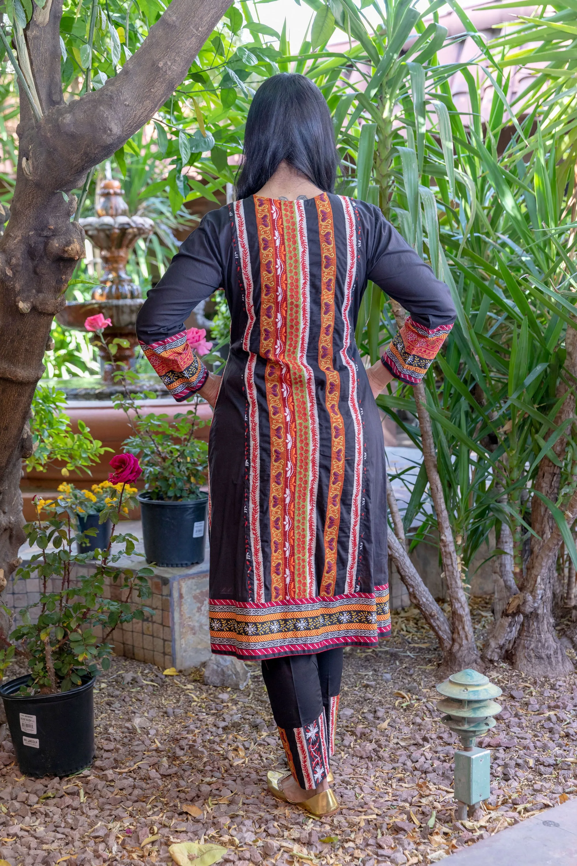 Black Cotton Embroidery Suit Salwar Kameez