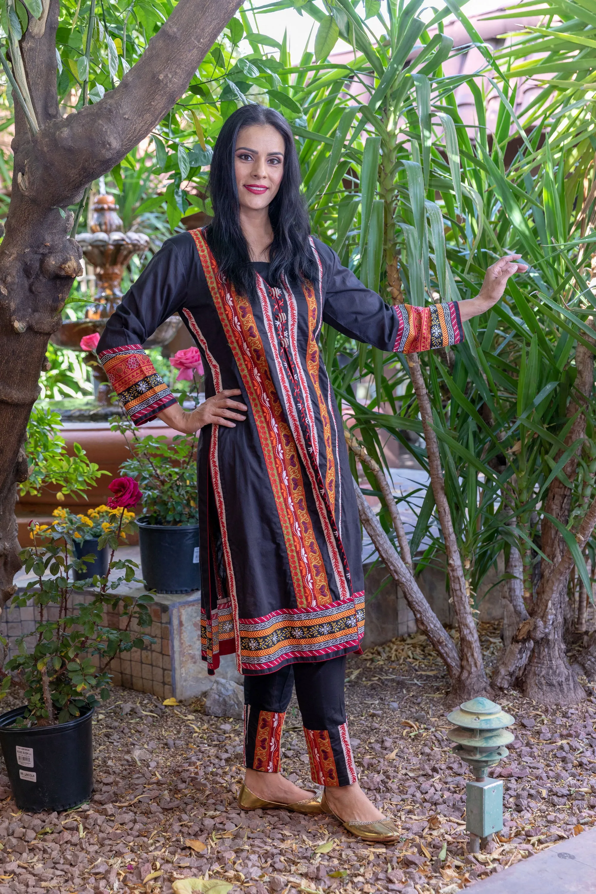 Black Cotton Embroidery Suit Salwar Kameez