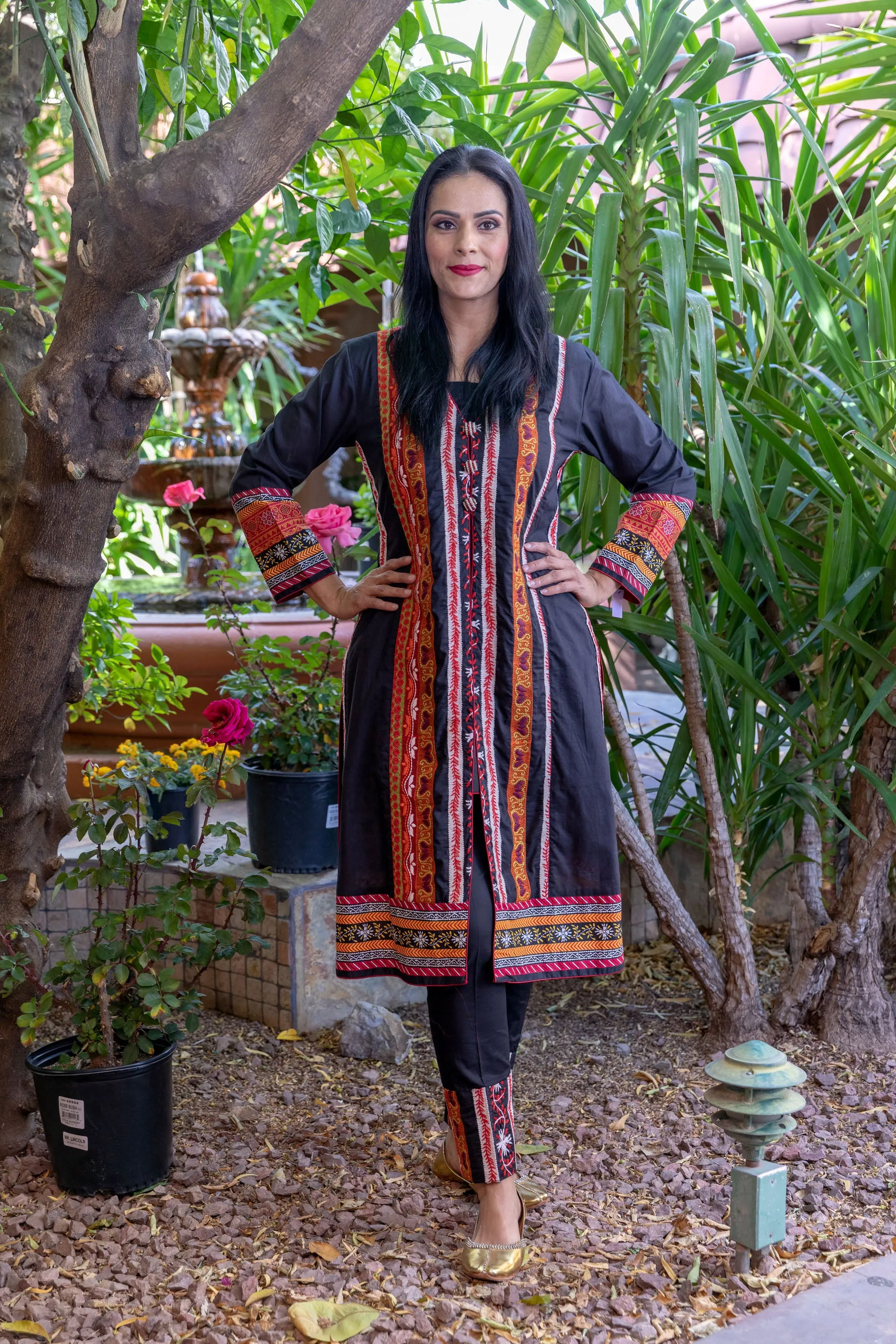 Black Cotton Embroidery Suit Salwar Kameez