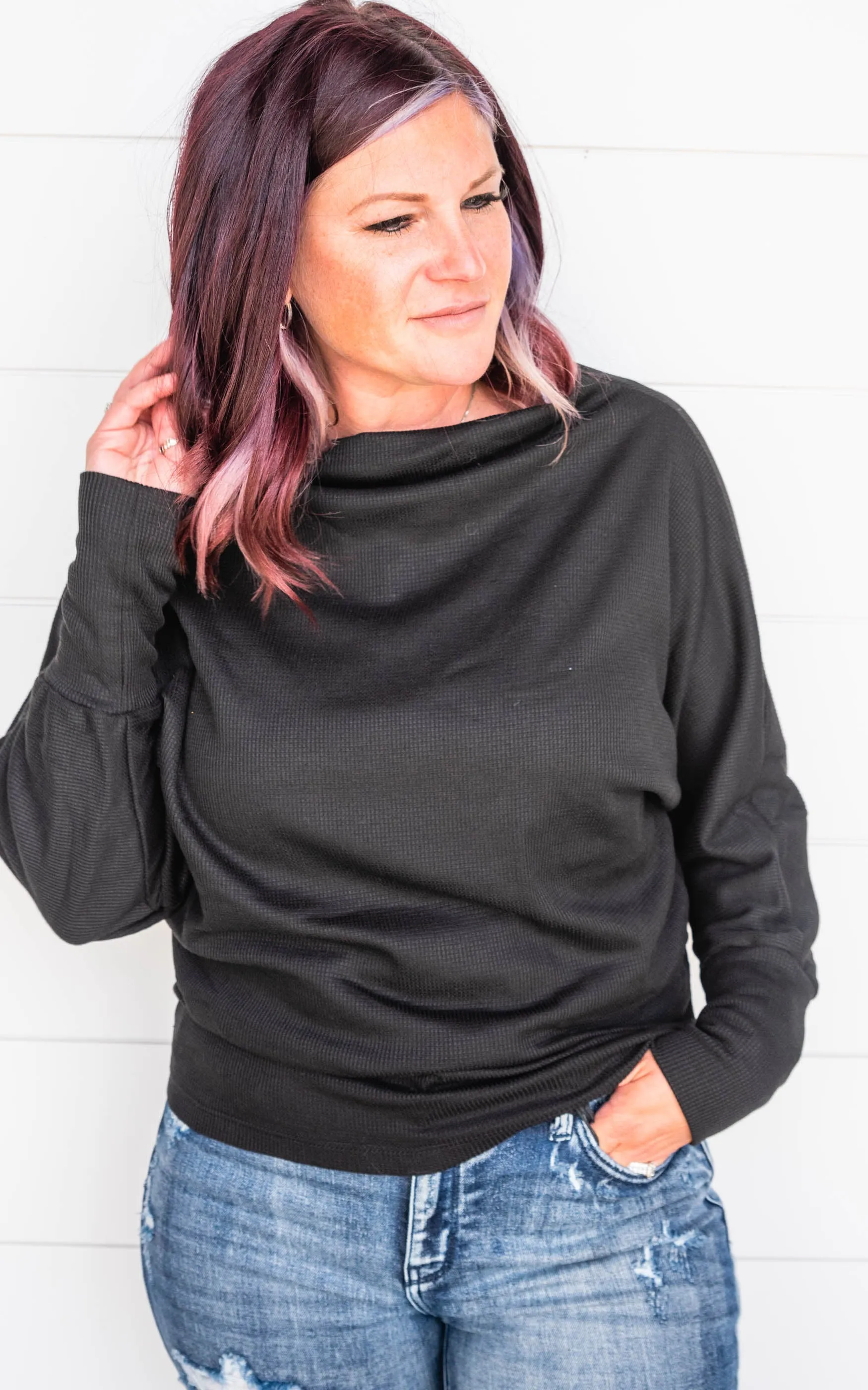 Black Dolman Knit Top - Final Sale