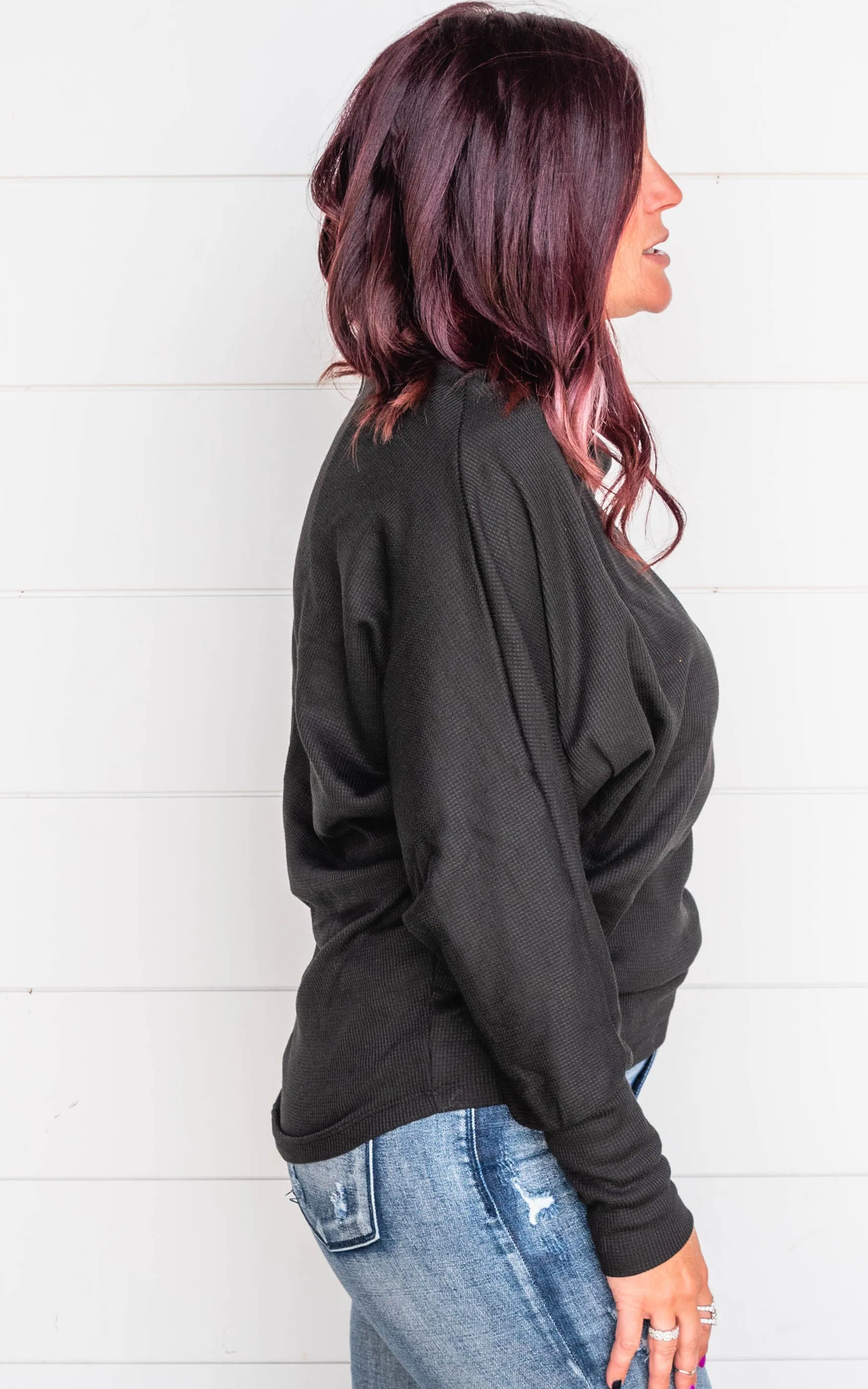 Black Dolman Knit Top - Final Sale
