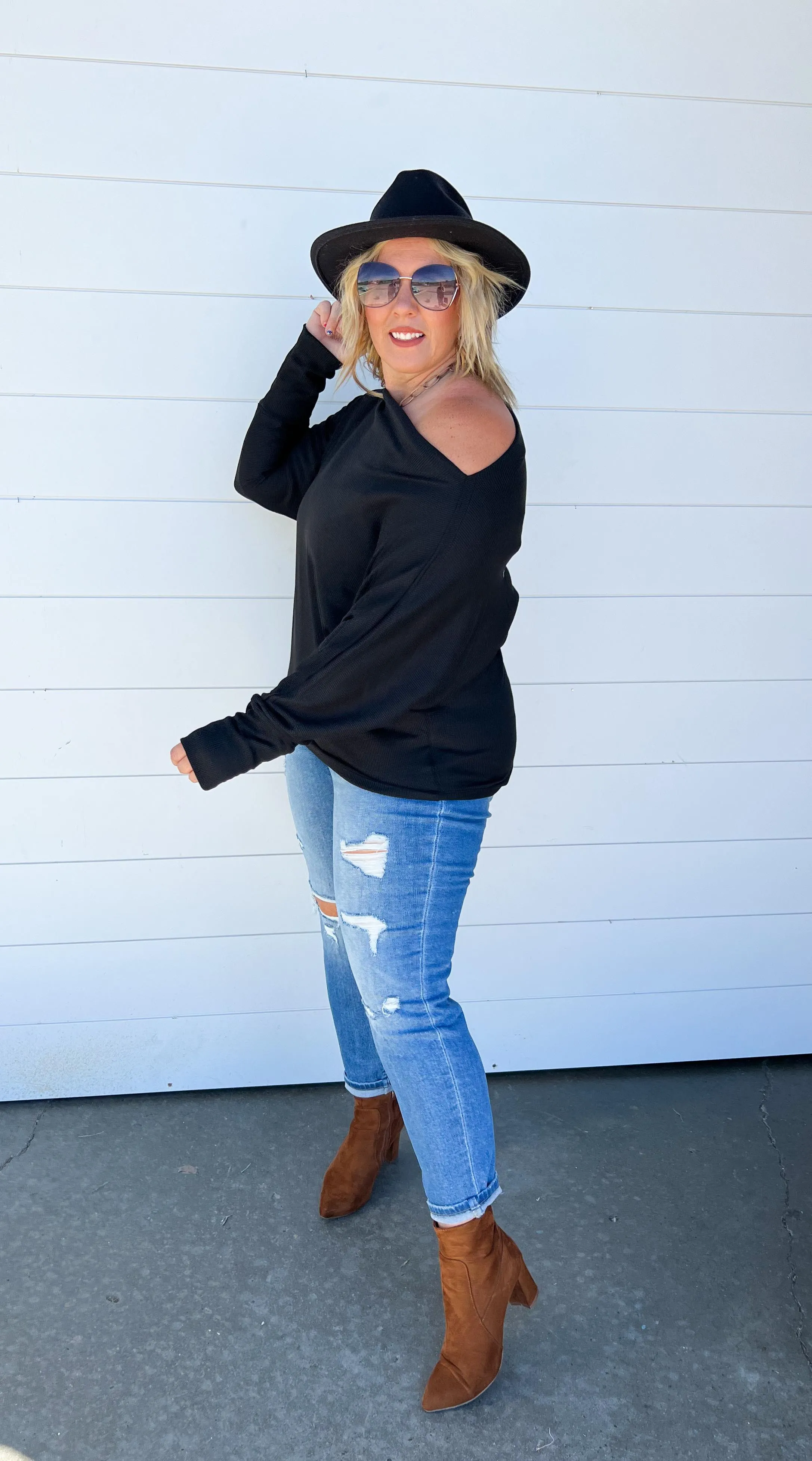 Black Dolman Knit Top - Final Sale