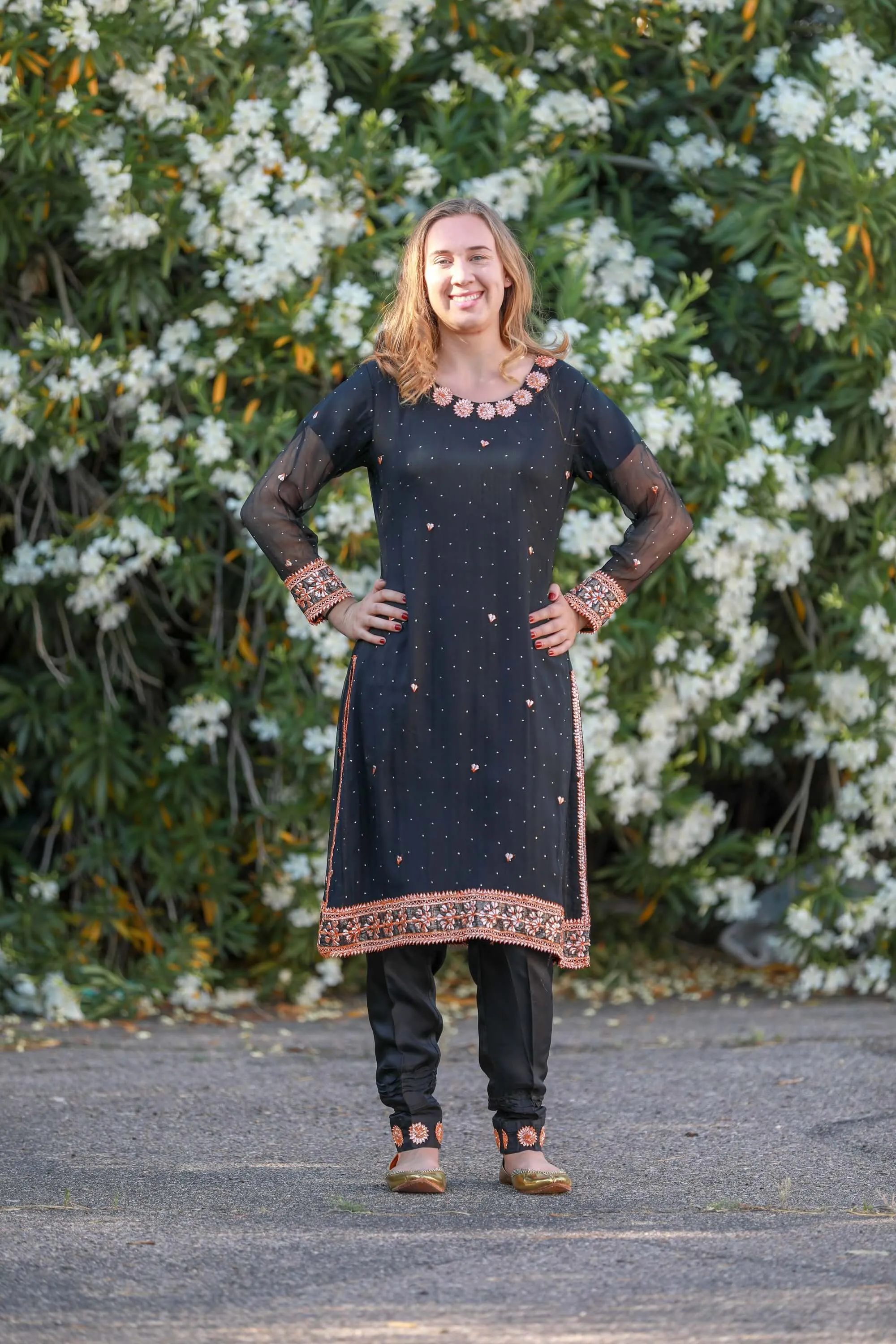Black Gota Chiffon Salwar Kameez Suit