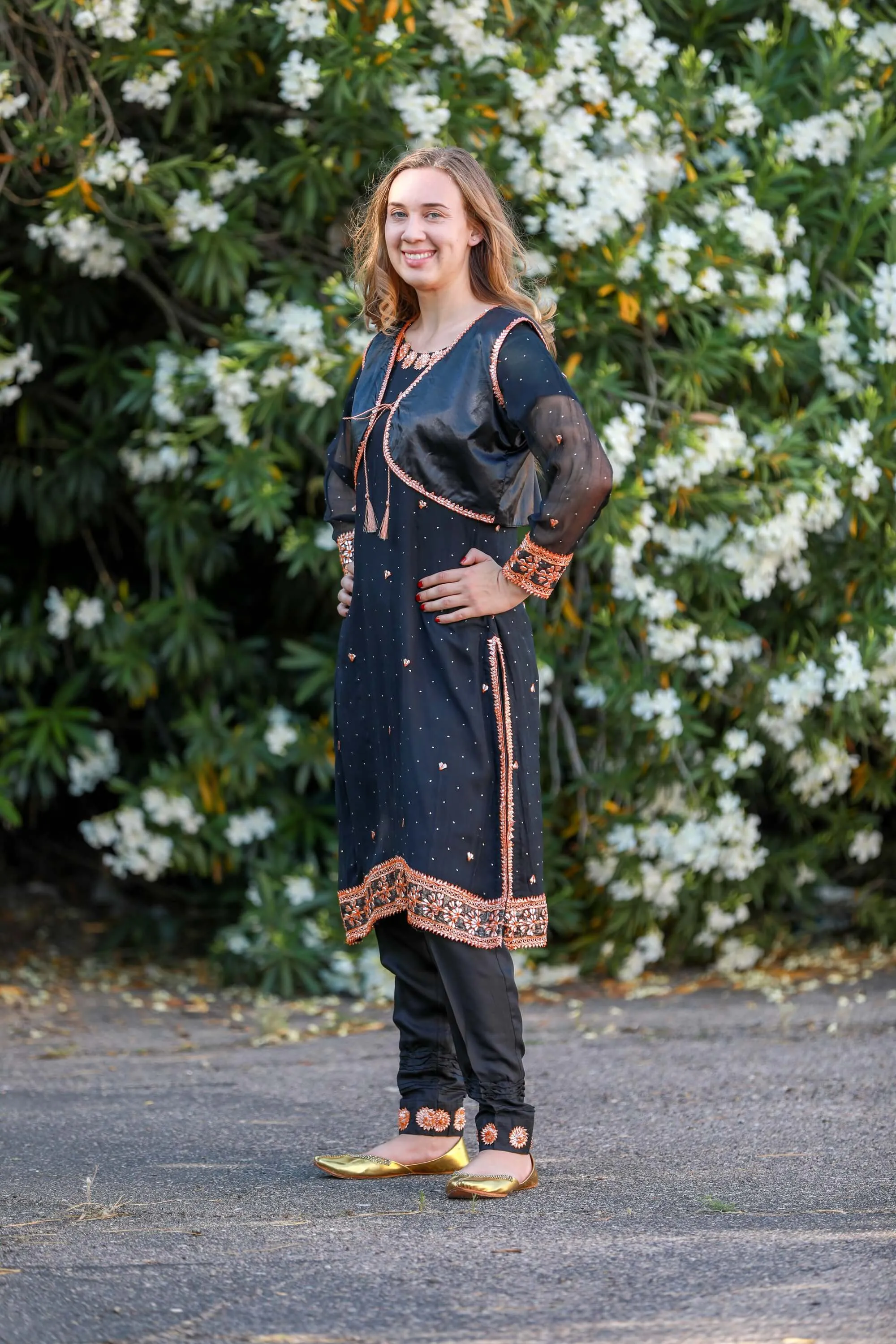 Black Gota Chiffon Salwar Kameez Suit