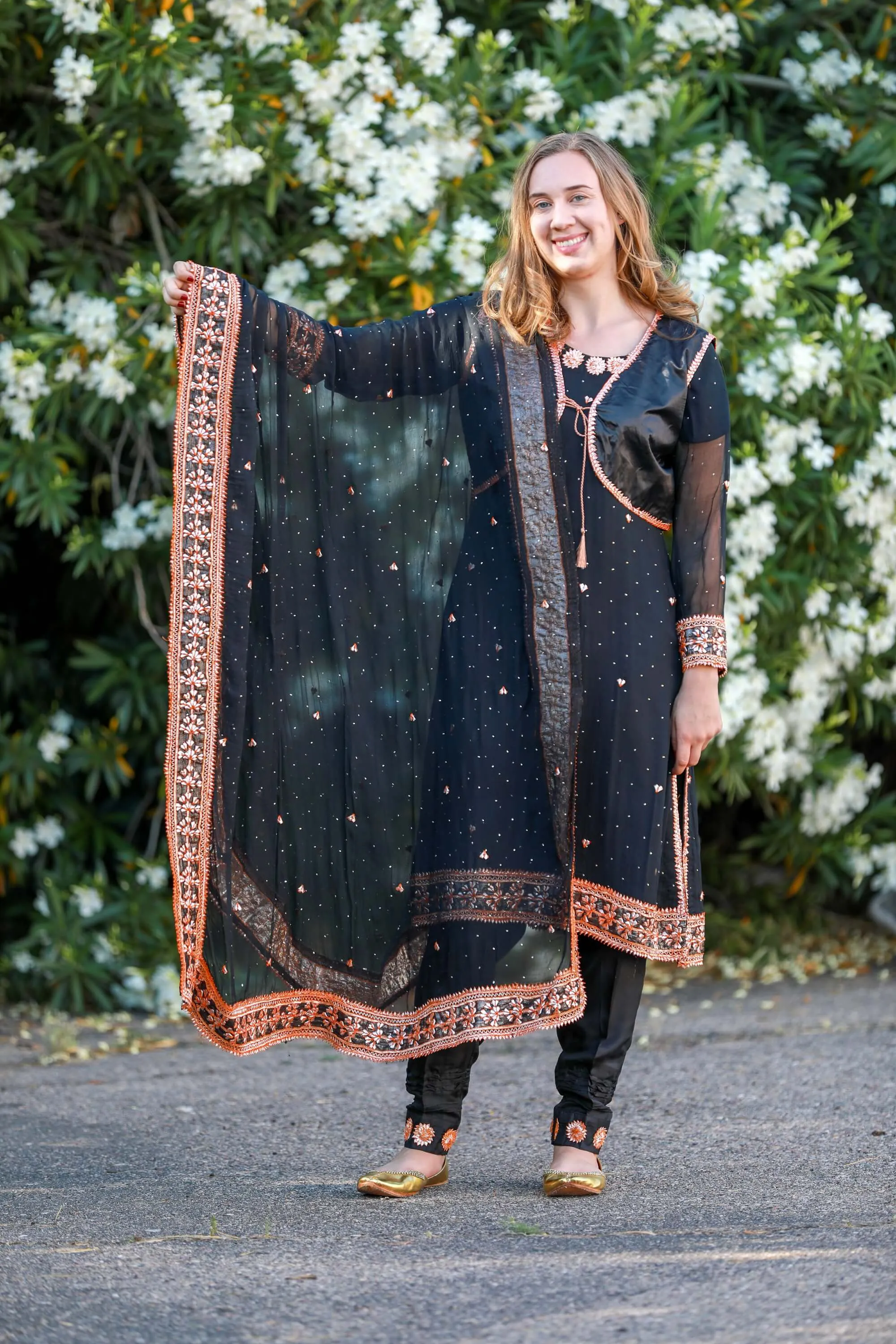 Black Gota Chiffon Salwar Kameez Suit