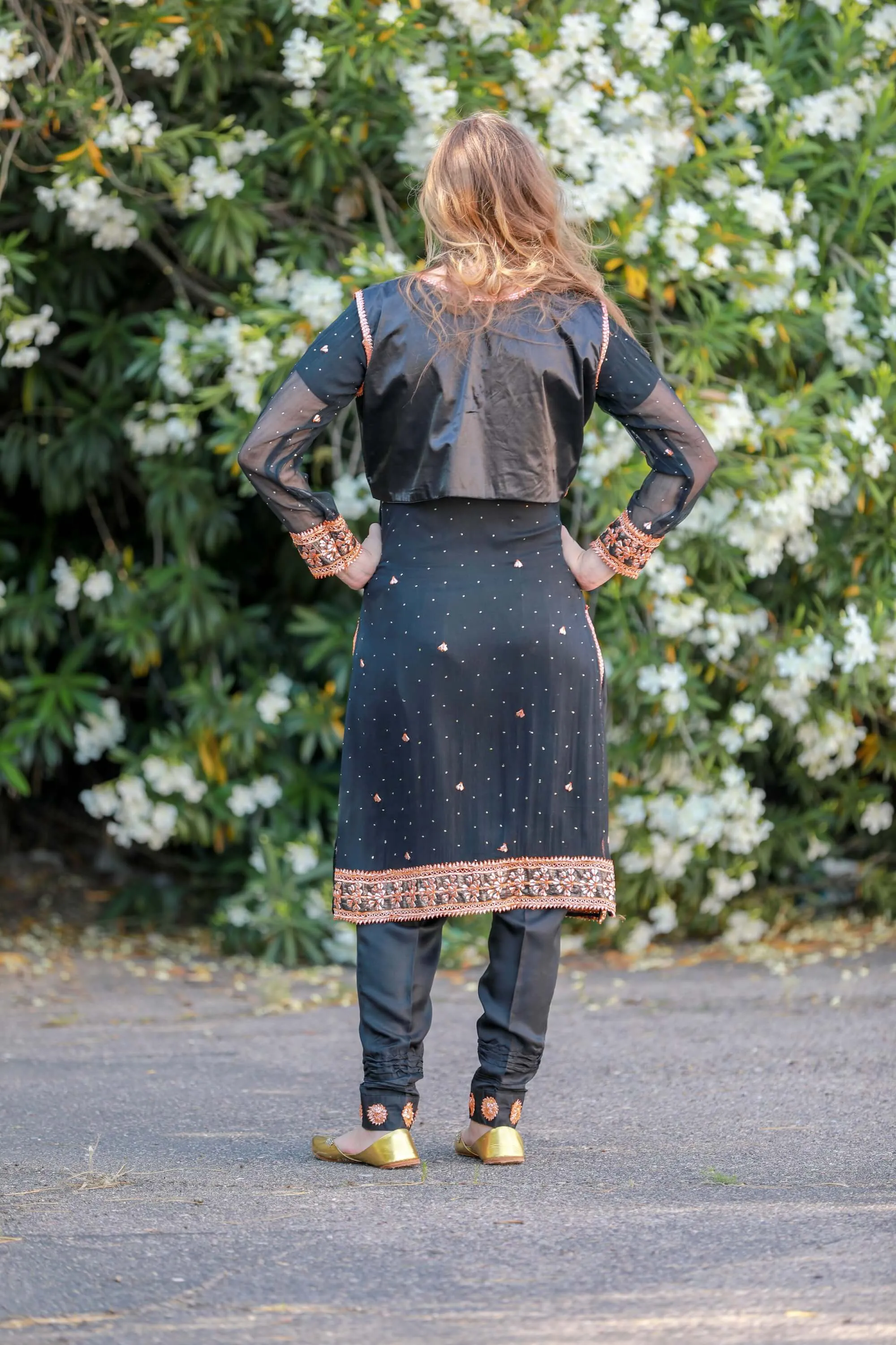 Black Gota Chiffon Salwar Kameez Suit